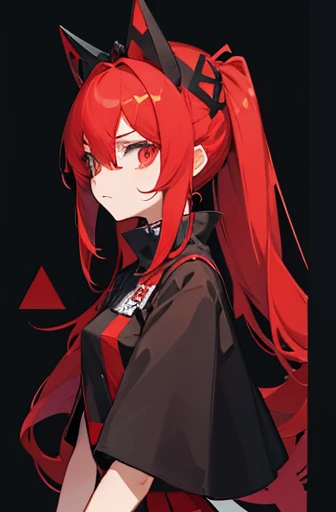 Character design four views red square avant-garde design square hair accessories black clothes anarchism bloody tomorrow&#39;s ark post-punk