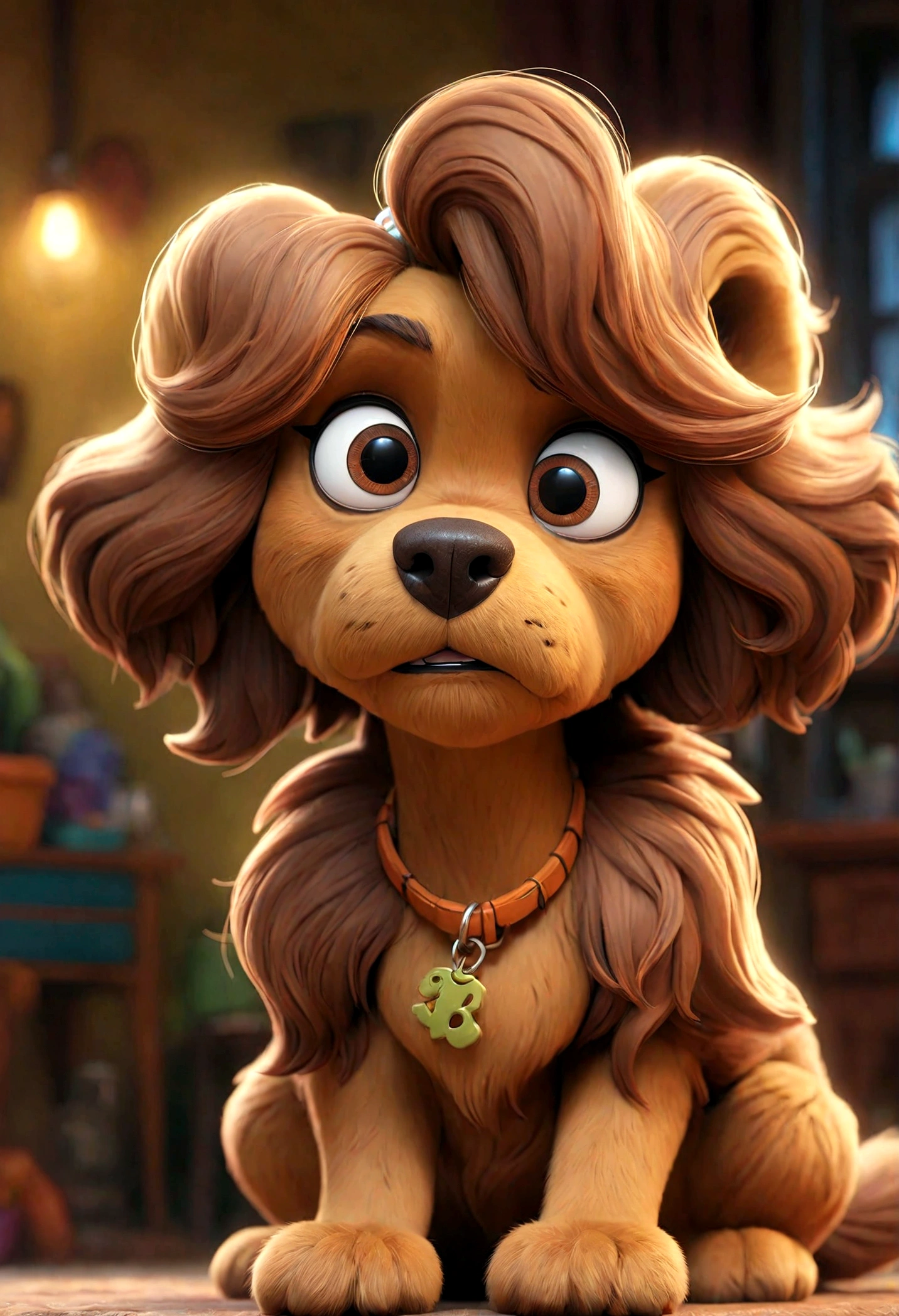 A scruffy, shaggy dog, Scooby Doo, 1girl, cartoon style, warm lighting, vibrant colors, cinematic composition, detailed fur, expressive eyes, cute expression, adventurous, (best quality,4k,8k,highres,masterpiece:1.2),ultra-detailed,(realistic,photorealistic,photo-realistic:1.37)