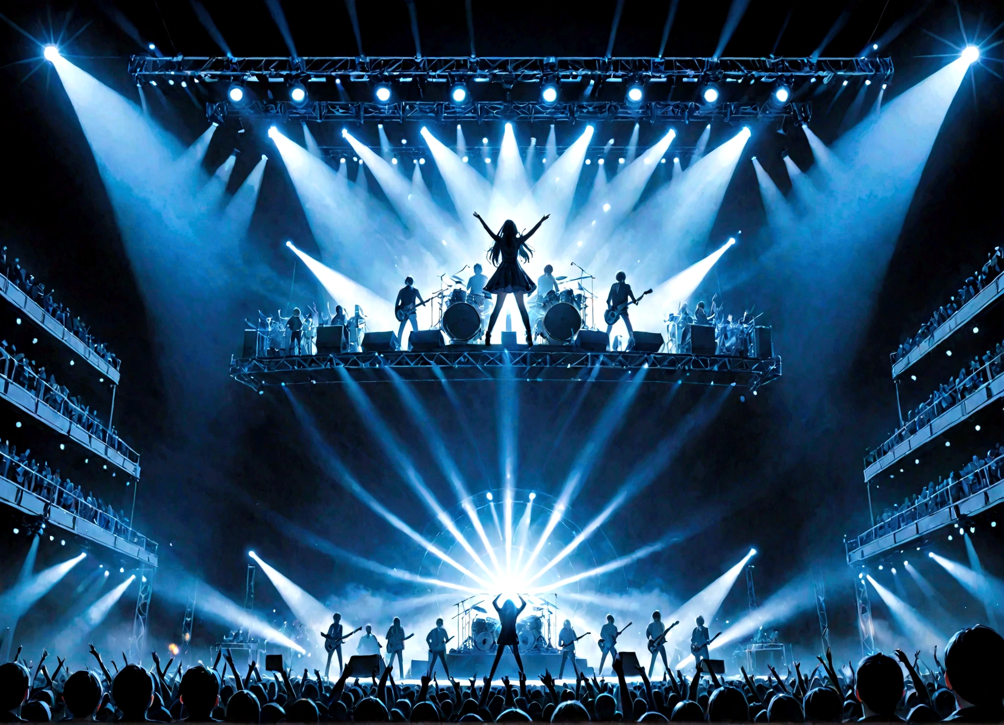 rock concert、illumination、Standing、