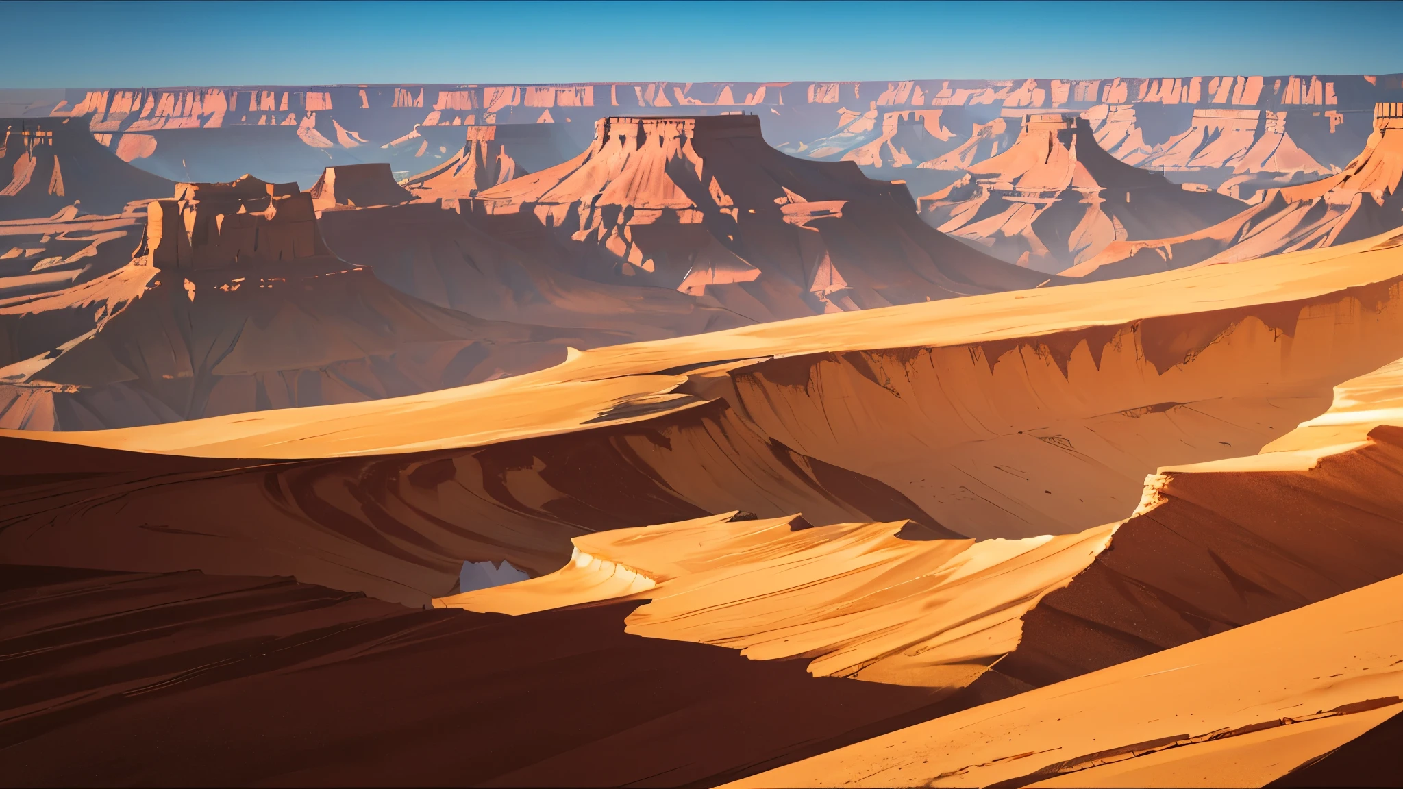 deserto, vasto enorme, grand canyon, dry sky, dunas, oasis in the background, camelo, cracked floor