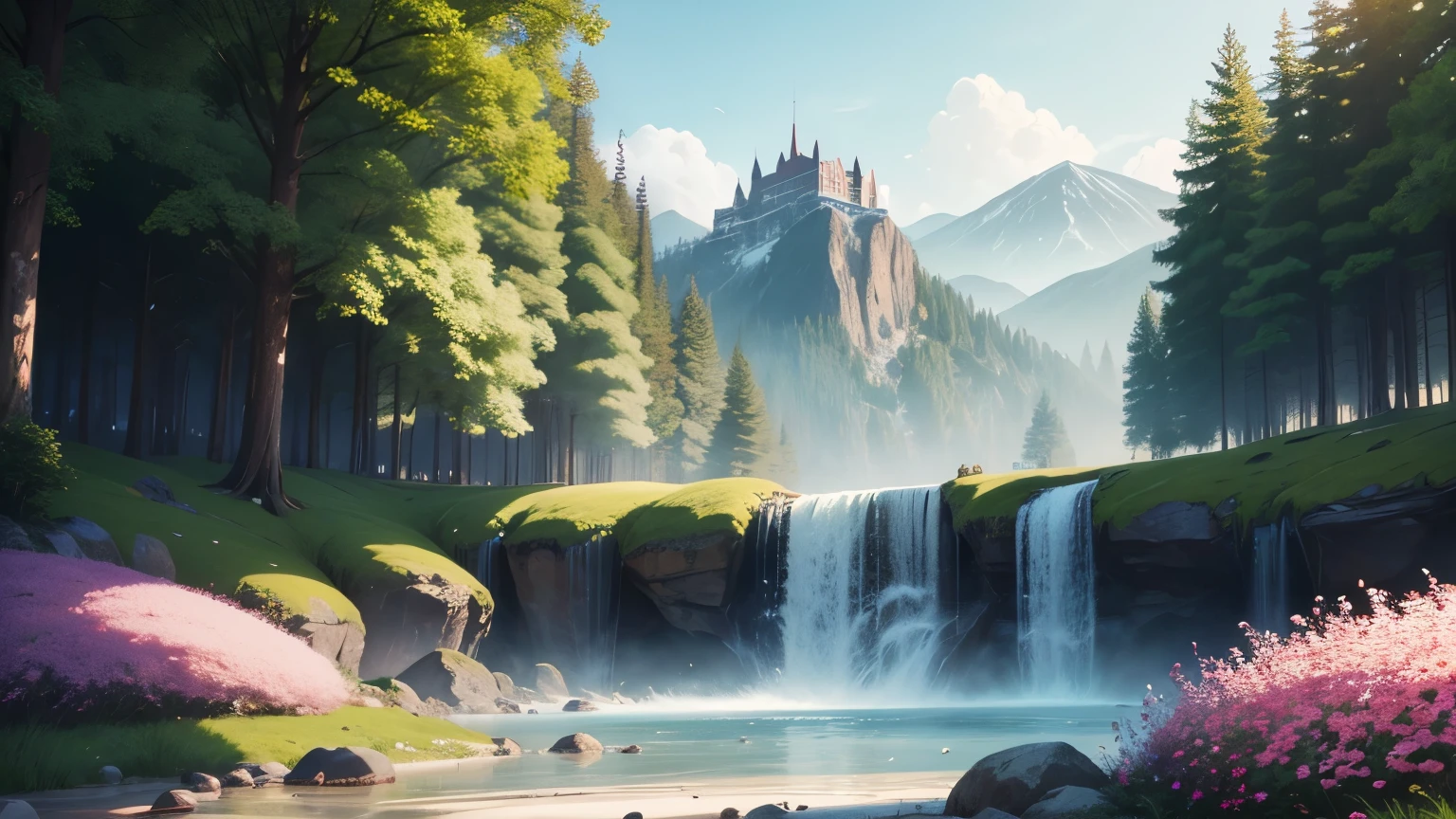 Landscapes filled with flowers and animals