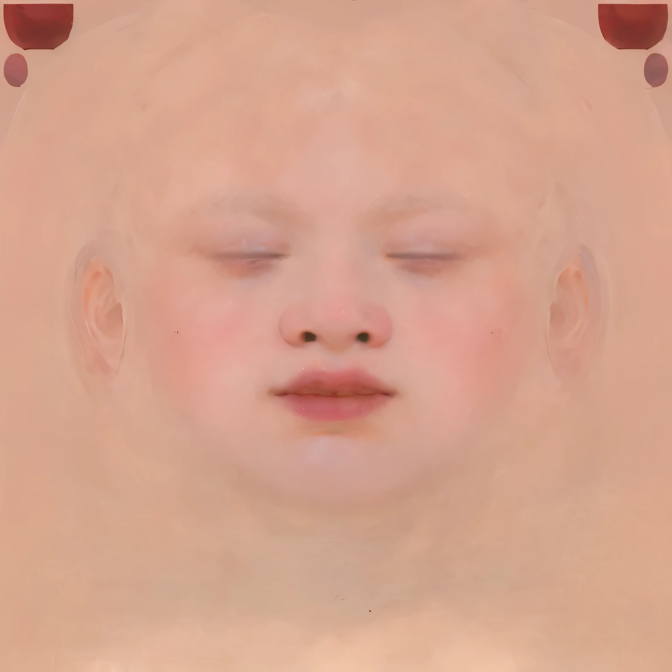 Closed eyes on pink background,closes mouth、pale round face,Facial symmetry, Symmetrical face, Close up portrait of woman with pink lips and white top, beautiful aesthetic face, popular south korean makeup, Popular Korean Makeup, wan adorable korean face, Young adorable brazilian face, with cute doting eyes, brazilian face features, clear cute face, clear lips and high quality, cute-fine-face, cute - fine - face, beautiful realistic face