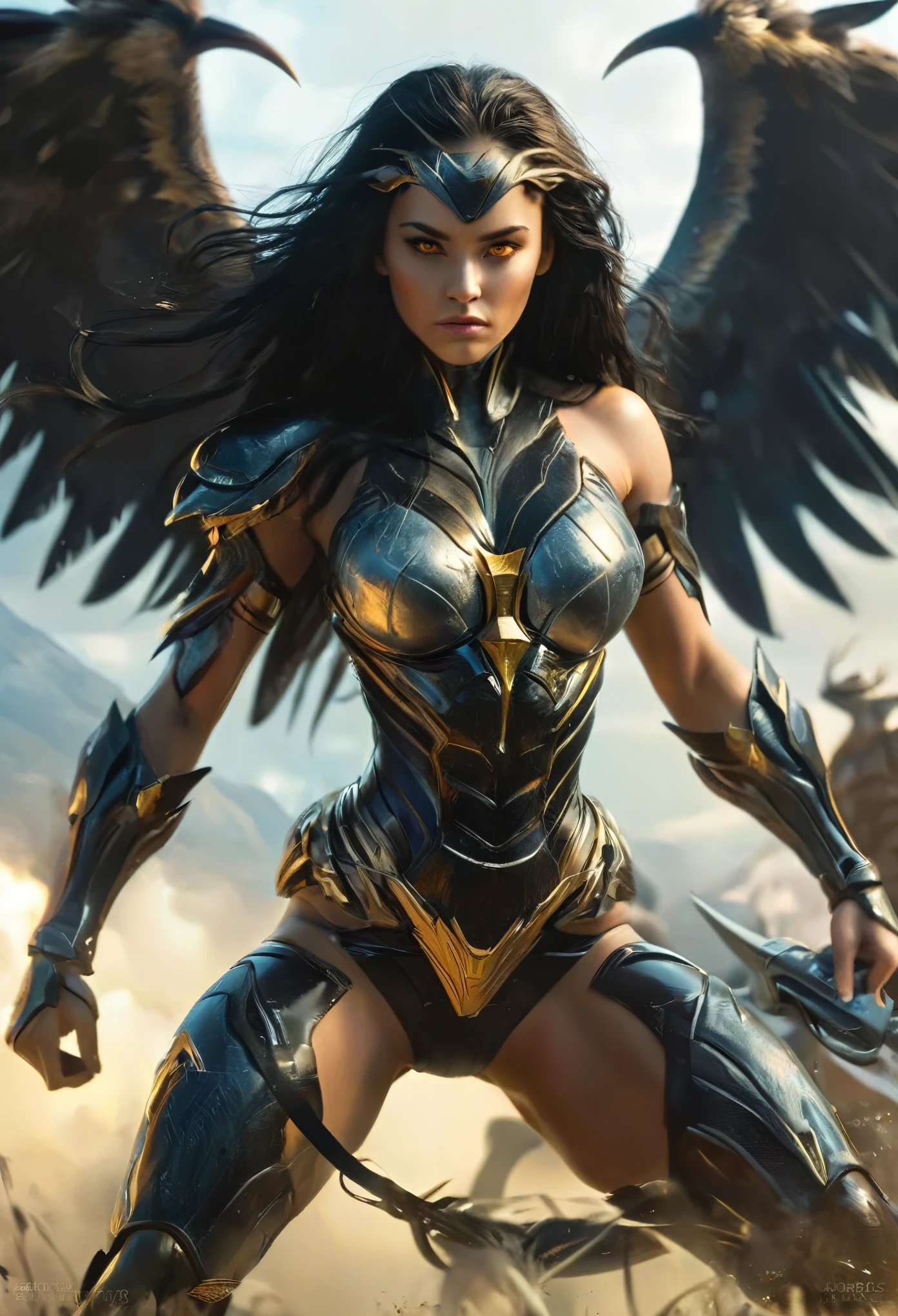 1 female alien, The predator, (extremely beautiful:1.2), (intense gaze:1.4), (predator:1.1), long dark claws, (NSFW:0.8), nipples, thick eyebrows, (shine golden eyes:1.5), the most beautiful face in the universe, jet black hair

A woman with an extremely beautiful face, her intense gaze fixed on her prey, a primal force that could not be denied.

(beautiful lean body:1.5), (muscular build:1.2), (prowling:1.3), (sleek movements:1.4)

Her beautiful body, muscular and toned, moved with sleek grace as she prowled, ready to strike at a moment's notice. The predator within her was always on