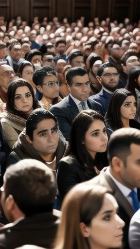 large group of people Portuguese gathered with focus on characters' faces