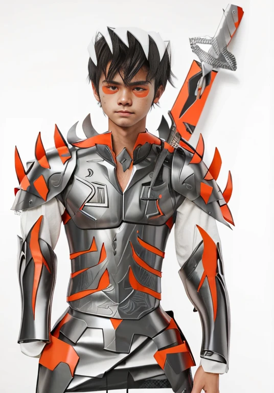 (ultra realistic,32k, masterpiece:1.2),(high detailed skin:1.1),( high quality:1.1),
1boy,(caucasian european), black hair, with cyberpunk samurai armor, cute, 18 years old, european caucasian), beautiful decourations, 8k, uhd, masterpiece, katana in the back, kanjis, (metal black armor with red and orange decourations)