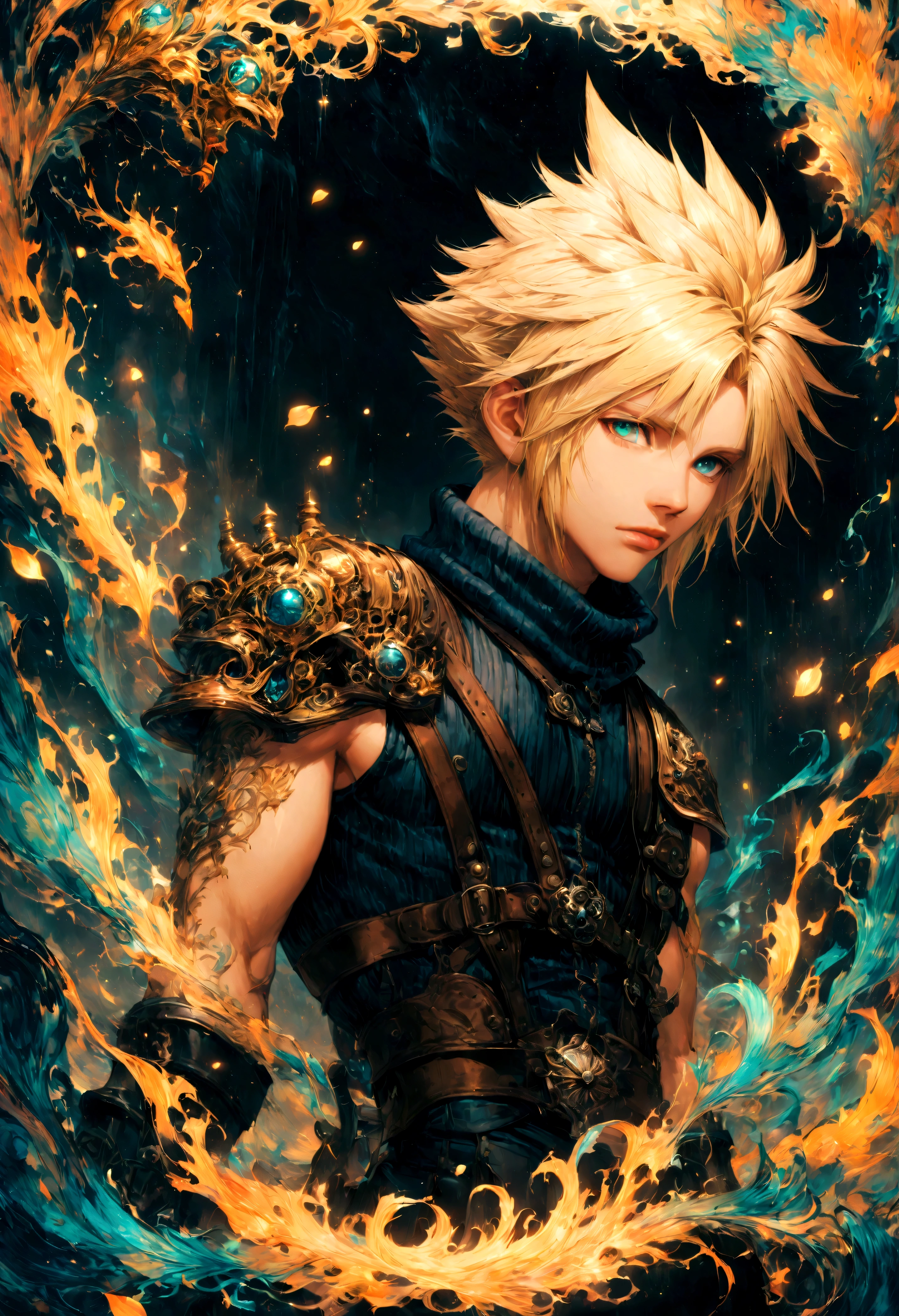 1boy, male focus, cloud strife, final fantasy