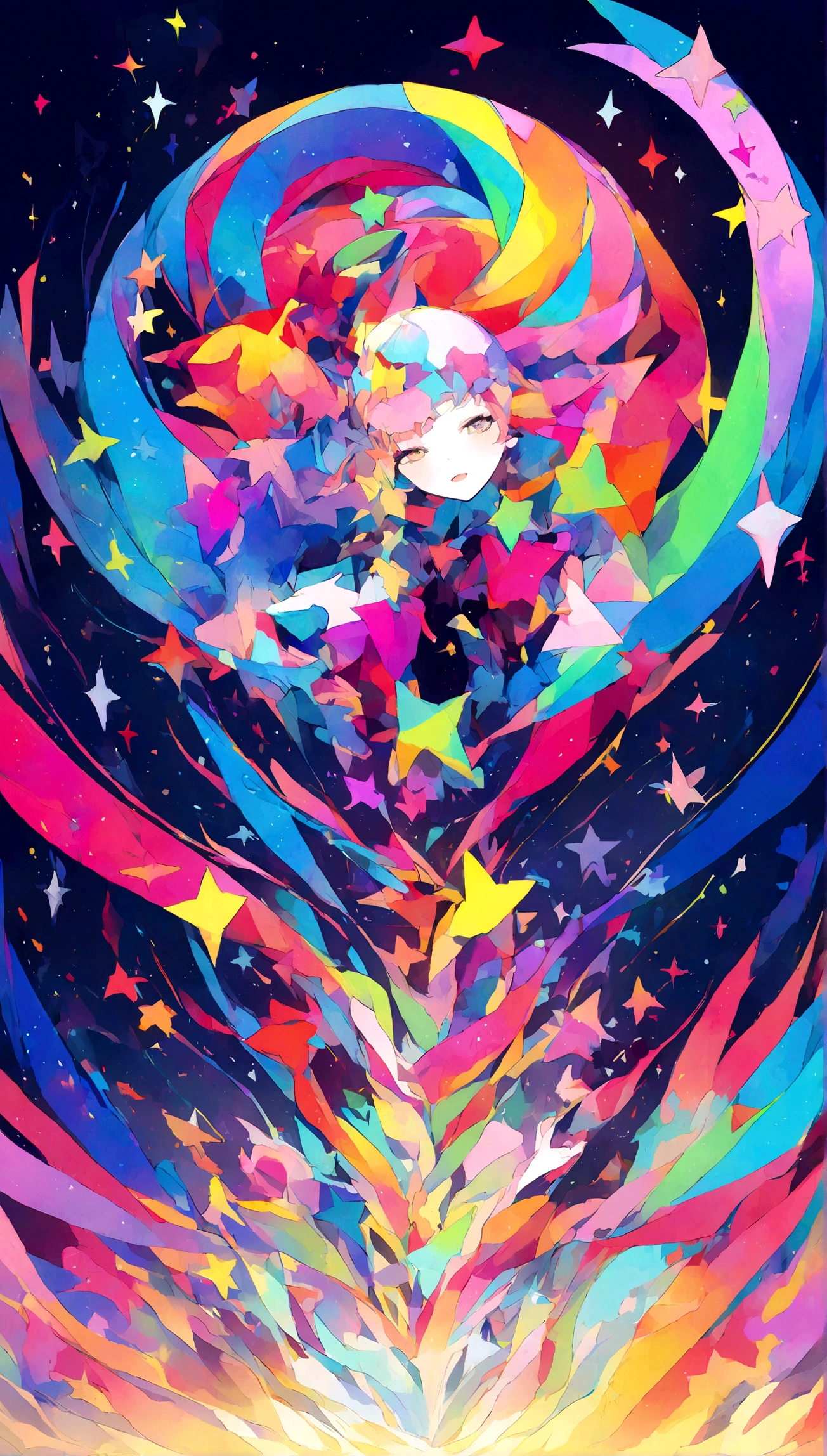 Neon mucha luz colores, negro, oscuridad estrellas espacio