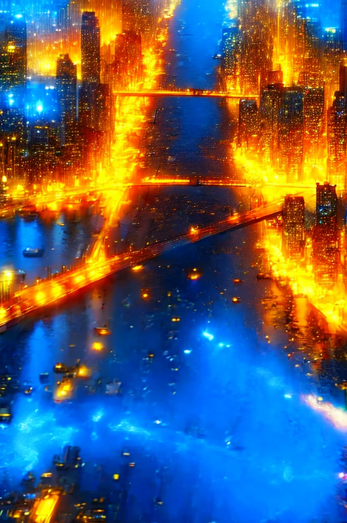 a man, short black hair, bright yellow eyes, golden wings. a city, night, starry sky, bright moon
