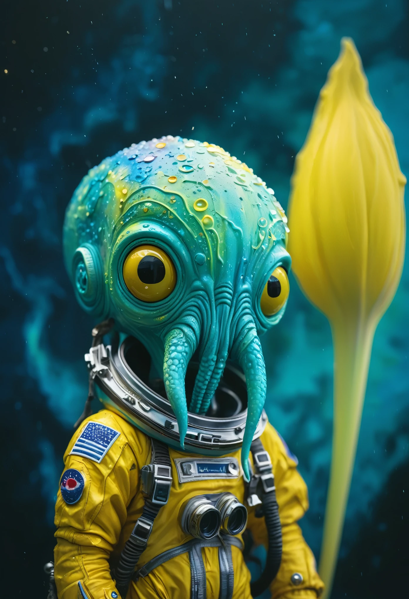 8K, ARTISTIC photogrAphy, best quAlity, mAsterpiece: 1.2), A (potrAit:1.2) Don Bluth Style ASTRONAUT Cthulhu yellow Toon Doll, full body RAW candid cinema, cyan hair, 16mm, color graded portra 400 film, remarkable color, ultra realistic, sad admosphere, dark lighting, oppressive atmosphere, depressive colors, kodak portra 400, photograph,r, Natural Light, Pinhead lighgts, blur reflection, Brush Strokes, Smooth, abstract, Splatter, Oil On Canvas, rainbow colors, fractal isometrics details bioluminescens : a stunning realistic photograph of wet bone structure, 3d render, octane render, intricately detailed, titanium decorative headdress, cinematic, trending on artstation | Isometric | Centered