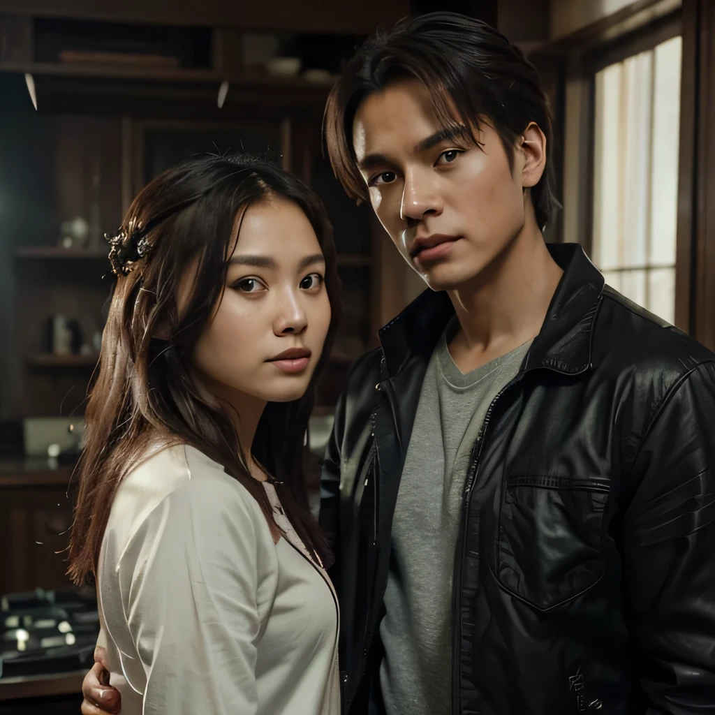 Una foto de Mark Lee de NCT y Yeri de Red Velvet tomados de la mano en una premacion, ((best quality)), ((masterpiece)), (potret 8k), (detailed), there are two people that are posing for a picture together, still from a movie, jordan grimmer and natasha tan, promo still, movie still frame, screenshot from a movie, still from the movie, ruan jia and brom, still from a live action movie, portrait shot, fanart, romantic lead, an film still, high quality film still, film promotional