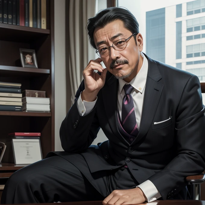 55 years old，Kogoro Mori，uncle，child，Convex，sitting in office，Black socks，Suspenders，beard，Tenacity，HD，artwork，A face full of enjoyment，Very shy，On your belly，wear a suit，Big butt，Manly，裆部有Convex起，God&#39;s Perspective，Take off your pants，Bottom View , ??????? expression/sex(There is milky translucent mucus on the buttocks and back)
