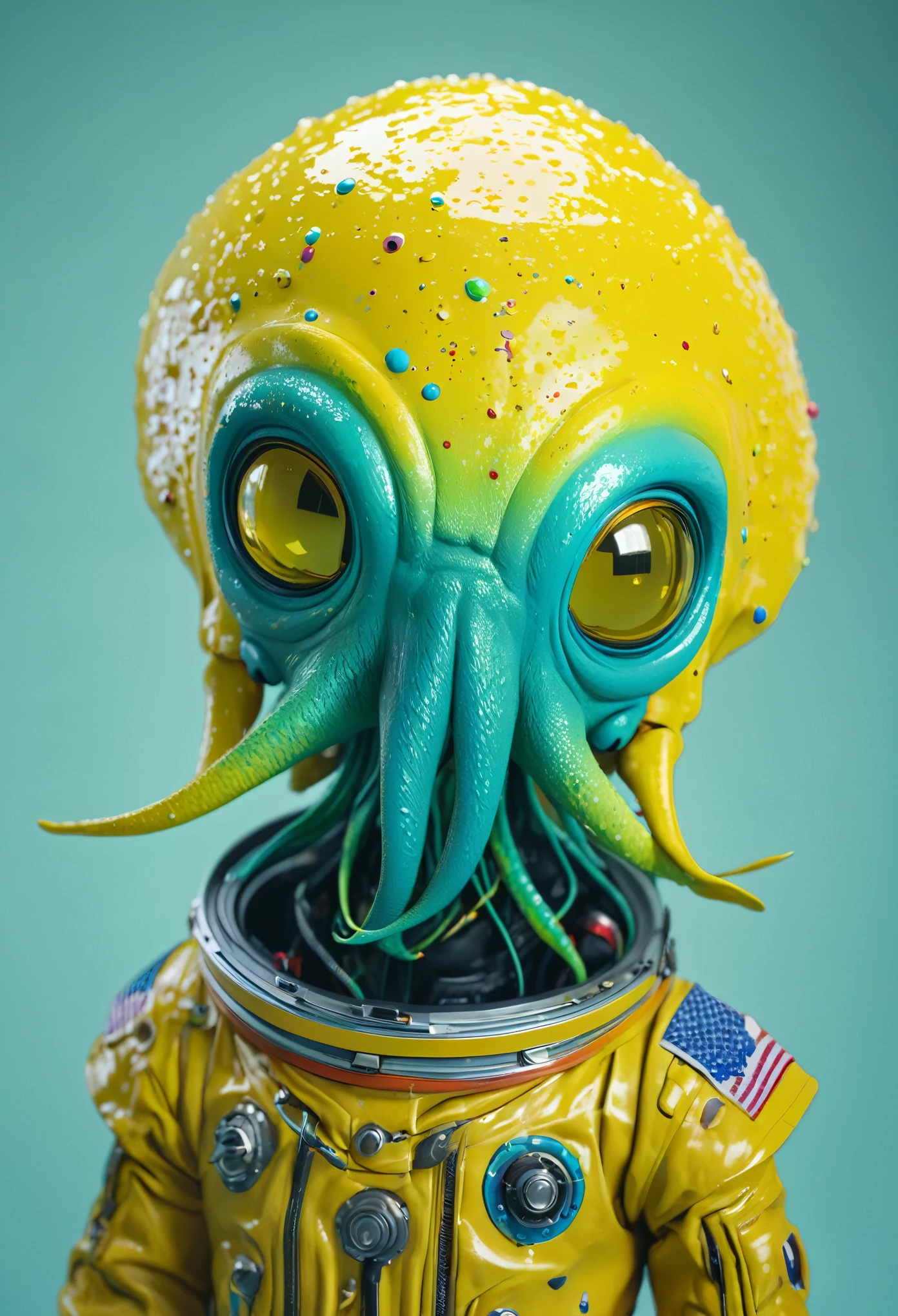 8K, ARTISTIC photogrAphy, best quAlity, mAsterpiece: 1.2), A (potrAit:1.2) Don Bluth Style  ASTRONAUT Cthulhu yellow Toon Doll, full body RAW candid cinema, cyan hair, 16mm, color graded portra 400 film, remarkable color, ultra realistic, sad admosphere, dark lighting, oppressive atmosphere, depressive colors, kodak portra 400, photograph,r, Natural Light,  Pinhead lighgts, blur reflection, Brush Strokes, Smooth, abstract, Splatter, Oil On Canvas, rainbow colors, fractal isometrics details bioluminescens : a stunning realistic photograph of wet bone structure, 3d render, octane render, intricately detailed, titanium decorative headdress, cinematic, trending on artstation | Isometric | Centered