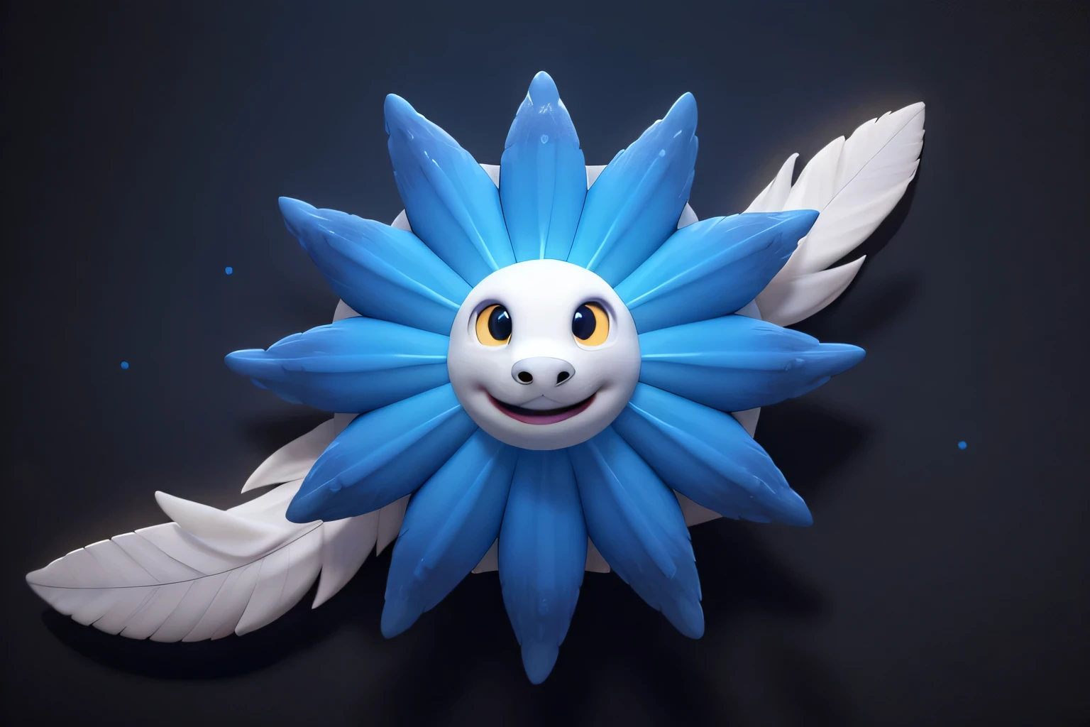 Blue star with feathers and white dots