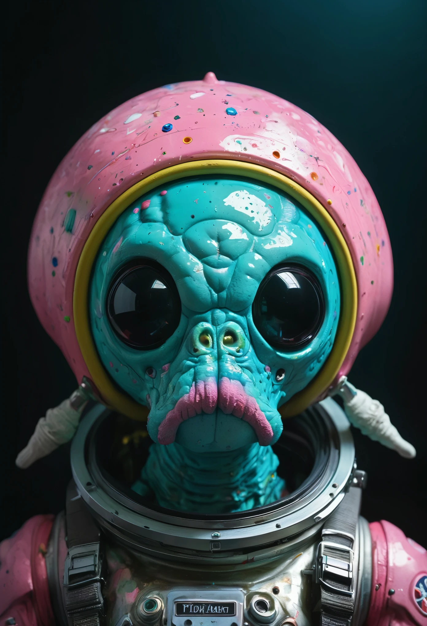 8K, ARTISTIC photogrAphy, best quAlity, mAsterpiece: 1.2), A (potrAit:1.2) Don Bluth Style ASTRONAUT Cthulhu pink Toon Doll, full body RAW candid cinema, cyan hair, 16mm, color graded portra 400 film, remarkable color, ultra realistic, sad admosphere, dark lighting, oppressive atmosphere, depressive colors, kodak portra 400, photograph,r, Natural Light, Pinhead lighgts, blur reflection, Brush Strokes, Smooth, abstract, Splatter, Oil On Canvas, rainbow colors, fractal isometrics details bioluminescens : a stunning realistic photograph of wet bone structure, 3d render, octane render, intricately detailed, titanium decorative headdress, cinematic, trending on artstation | Isometric | Centered
