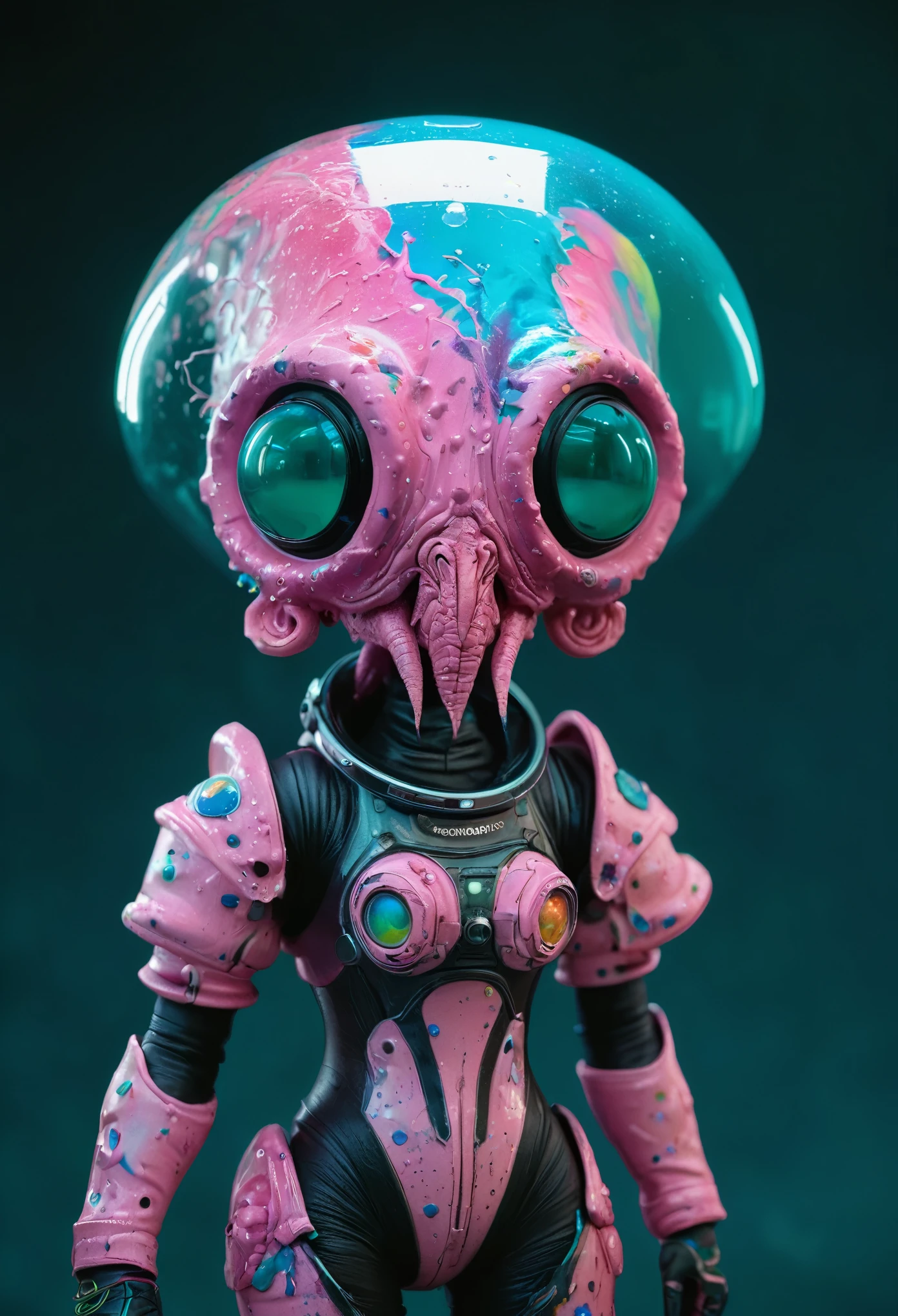 8K, ARTISTIC photogrAphy, best quAlity, mAsterpiece: 1.2), A (potrAit:1.2) Don Bluth Style  ASTRONAUT Cthulhu pink Toon Doll, full body RAW candid cinema, cyan hair, 16mm, color graded portra 400 film, remarkable color, ultra realistic, sad admosphere, dark lighting, oppressive atmosphere, depressive colors, kodak portra 400, photograph,r, Natural Light,  Pinhead lighgts, blur reflection, Brush Strokes, Smooth, abstract, Splatter, Oil On Canvas, rainbow colors, fractal isometrics details bioluminescens : a stunning realistic photograph of wet bone structure, 3d render, octane render, intricately detailed, titanium decorative headdress, cinematic, trending on artstation | Isometric | Centered