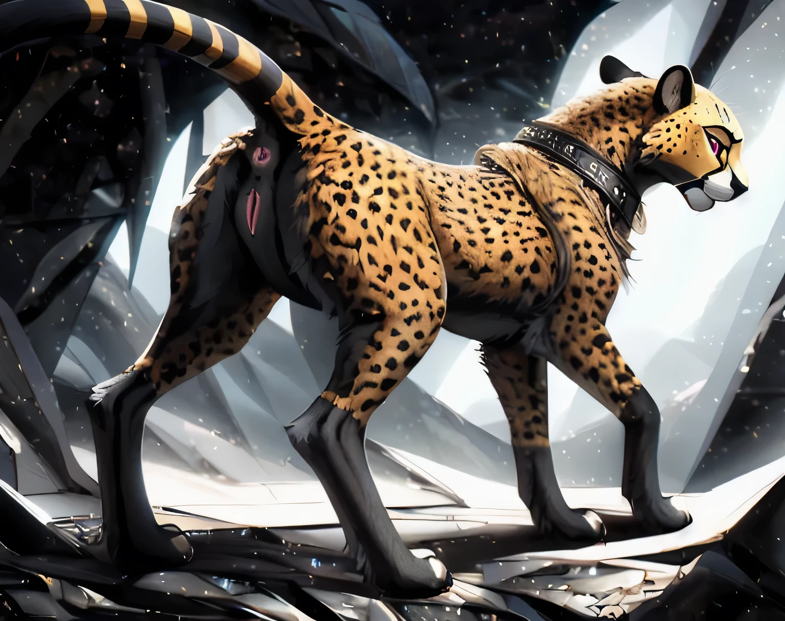 female cheetah, full body, feral, female, feline pussy, anus, feline  genitals,  anus, raised tail, paws, best quality, shaded, extreme detail, highly detailed, ultradetailed, intricate, realistic, detailed background, hi res, realistic, photography