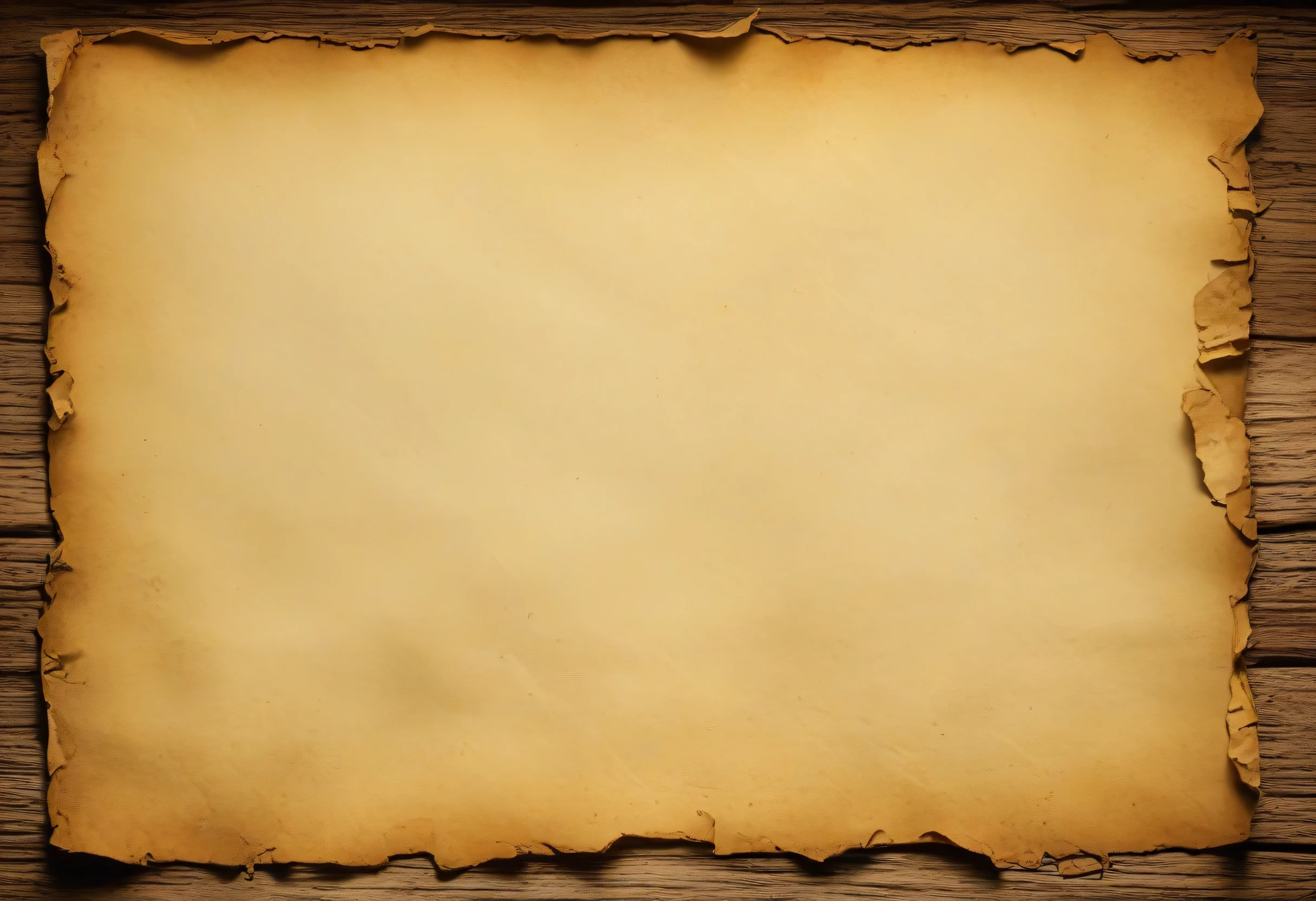 Antiques. A sheet of old thick paper. A clean old sheet without inscriptions. Traces of antiquity, traces of antiquity around the edges, darkened edges, with small tears. Very high-quality photography, the texture of antique paper is visible, a museum exhibit, 8k.