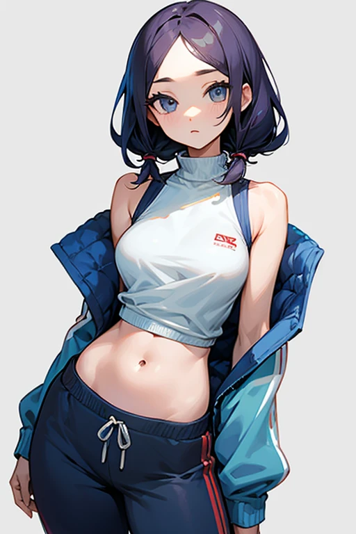 Slender beauty、Westmark、Curved waist、Sleeveless knitwear、Belly button、Sporty、Layered Camisole、Put on a tracksuit、