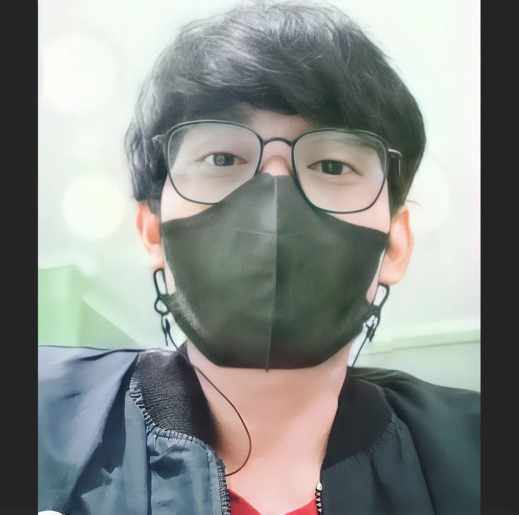there is a man wearing a mask and glasses with a red shirt, wearing all black mempo mask, wearing mask, wearing transparent glass mask, with instagram filters, instagram filter, inspired by Kim Myeong-guk, one single mask, photorealistic!!!!!!! art style, inspired by jeonseok lee, wearing a mask, artwork in the style of guweiz