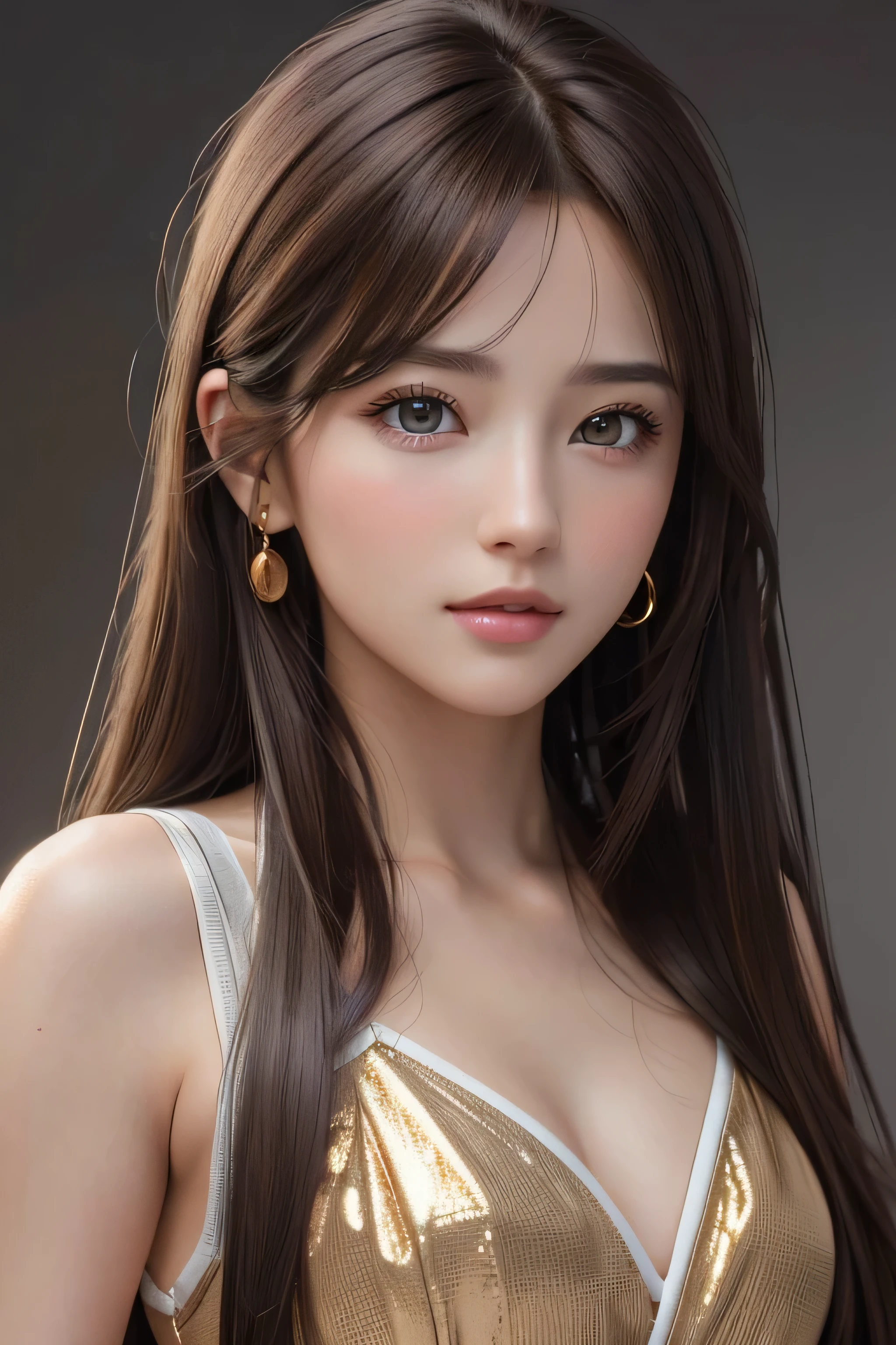 (Representative works: 1.3), (8k, Realistic, RAW Photos, Best image quality: 1.4), (20 year old beauty),Small face, Beautiful Face, (Realistic Face),Natural Makeup、light makeup、 (Dark brown, Long Hair: 1.3), Beautiful Hairstyles, Realistic eyes, Beautiful fine details, (Photorealistic Skin: 1.2), Beautiful Skin、((nude: 1.1))、Bust F cup、(Embarrassing)、(Erotic), Confused, charm, 超High resolution, Ultra-realistic, High resolution, Golden Ratio,、Gray background、sexy、cute,(Ecstasy face),(Sexy Lingerie)、(Very Gasping: 1.1)