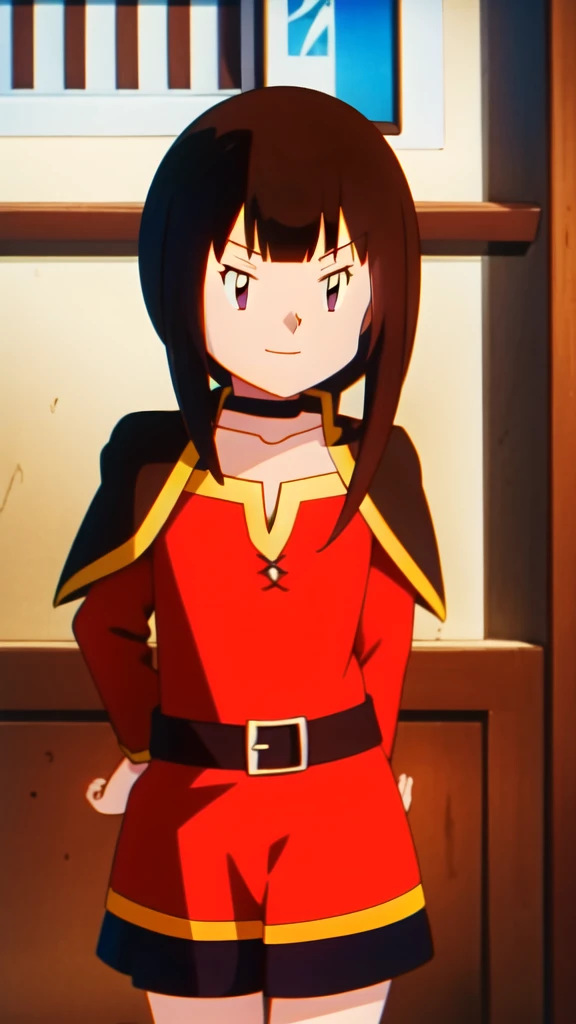 Anime girl sitting on the ground with her hands on her hips, Anime Moe Art Style, Cute girl anime visuals, Anime Best Girl, KonoSuba, Megumin, Megumin from KonoSuba, KonoSuba anime style, Female Anime Characters, Anime girl crouching, Lucy anime girl, iwakura lain