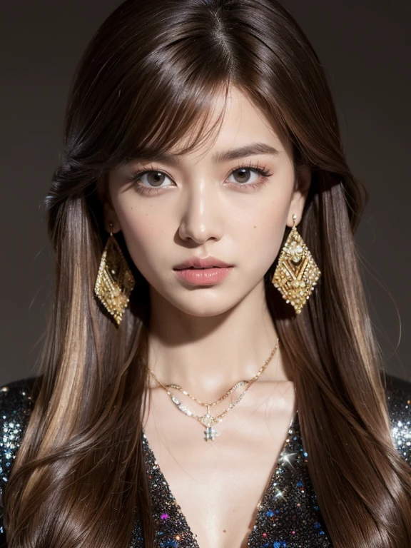 (masterpiece: 1.3), (Maximum resolution: 1.4), (Ultra HDTV: 1.2), Cinema Lights, Ultra HDTV, Detailed eyes and skin, Detailed facial features, High resolution, 8K resolution, Sharp focus, Perfect Style, Beautiful Face, Highly detailed face and skin texture, Fine grain, double eyelid, Thin eyebrows, (Glitter Eyeliner: 1.2), Pale Cheeks, Fair skin:1.2, Shiny little necklace and earrings, Glossy lips: 1.2, (Layered Hairstyles, (Dark brown hair:1.3), Blonde inner hair), Medium Long Hair, break (She's wearing a button-up high school uniform:1.3), (Big Breasts: 1.4), (Cleavage:1.4), ((She is kneeling to me:1.3)), (gyaru's sister:1.2), (A very provocative smile:1.2), (Small beautiful hard nipples:1.2), (Belly button), break ((Cowboy Shot: 1.2)), ((From a very intimate distance: 1.2)), ((Luxurious bedroom at night:1.4)), (Sweaty skin:1.4),