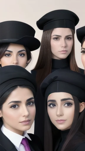 group of handsome haredi woman gathered together, focus on the characters' faces.