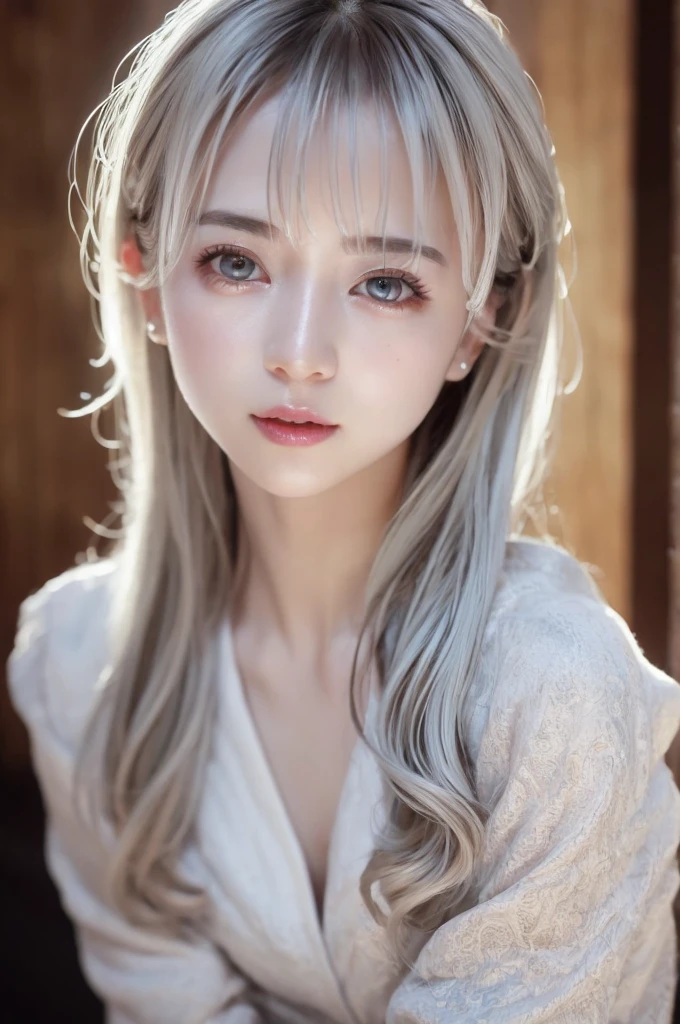 highest quality、8k Masterpiece、超A high resolution、(Photorealistic:1.3)、RAW Photos、1 girl、Silvery white hair、Glowing Skin、1. Super-beautiful Cyberpunk Soldiers、((Ultra-Realistic Details))、Portrait、Global Illumination、Shadow、Octane Rendering、8k、Super sharp、Beautiful breasts、Metal、Cold colors、、Very intricate details、Realistic Light、CGSoation Trend、Beautiful Eyes、Shining Eyes、To the camera、Neon Details、20age、Completely naked