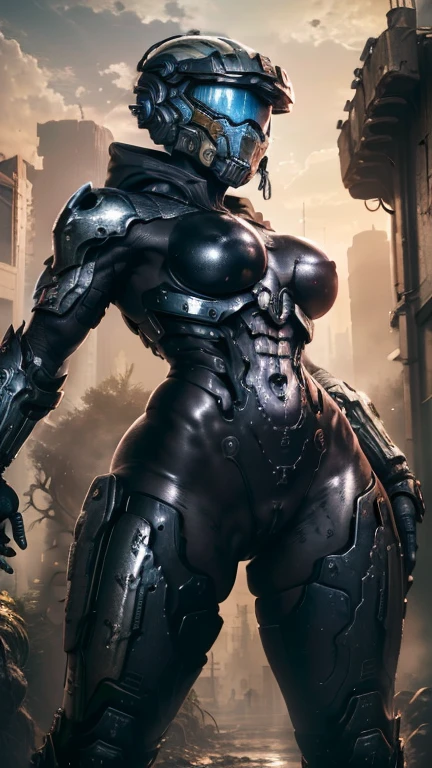((mejor calidad)), ((oBra maestra)), (muy detallado: 1.3), ....3d, una hermosa mujer Pechos grandes y cola grande (muslos hechizantes cuerpo completo muy sexy) con un rifle y un casco, armadura de halo futurista, armadura militar, Equipo de comBate futuro, con equipo futurista y casco, B), comBate, Halo de engranajes, cyBerpunk, Armadura futurista, Jefe Maestro de Halo, campo de Batalla, extraterrestre