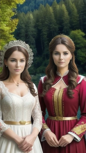 group of handsome slovenian woman gathered together, focus on the characters' faces.