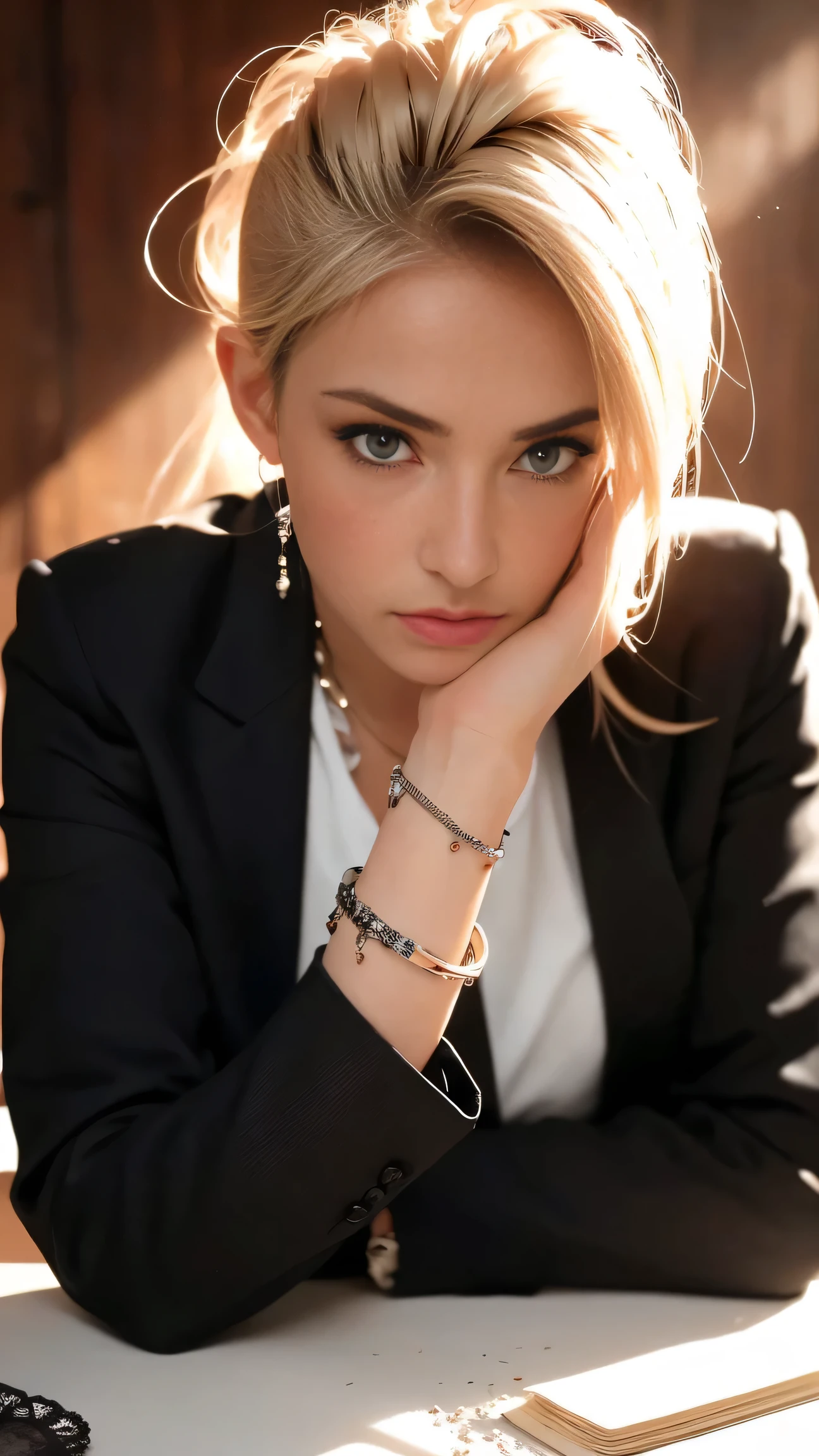 1 linda mulher, 20 anos, cabelo ruivo brilhante, Pale white skin (Pele realista details, Pele realista), olhos azuis brilhantes (very detailed and vivid eyes), Red lips, constituir, neck, brincos, gargantilha, Accessories, Corpo perfeito , Bumbum perfeitamente redondo, nu, olhando para o espectador, pose sexy, (perfect hands), (Hands with 5 fingers), (Obra-prima), (fotorrealista), (8K), (realistic lighting),