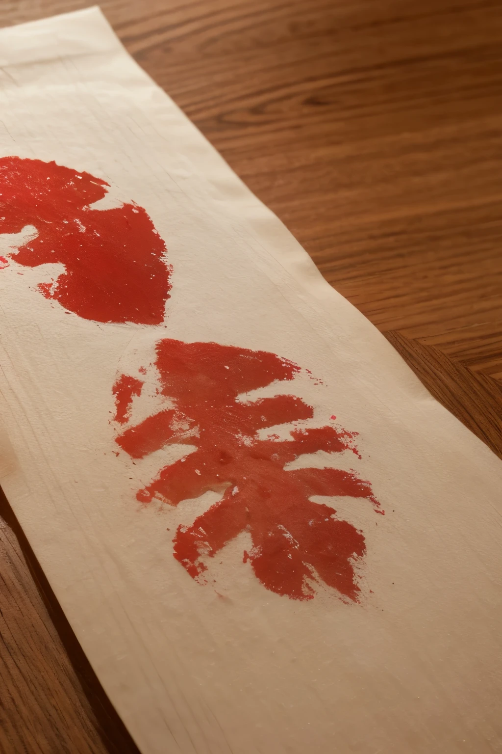 The red fingerprint on rice paper has the word &quot;Lian&quot; in the center  