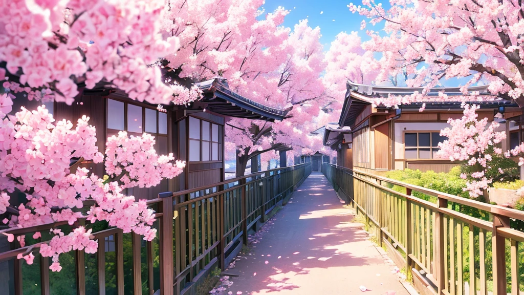 (masterpiece), best quality, ultra detailed, anime background, school, hallway, Japanese high school, sakura trees outside the window