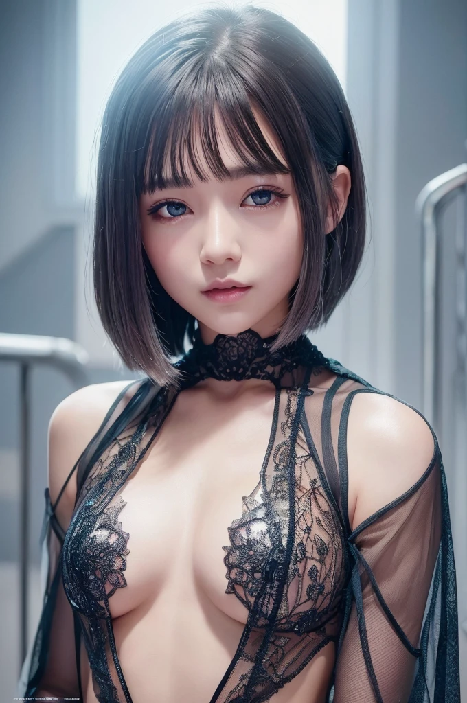 highest quality、8k Masterpiece、超A high resolution、(Photorealistic:1.3)、RAW Photos、1 girl、Silvery white hair、Glowing Skin、1. Super-beautiful Cyberpunk Soldiers、((Ultra-Realistic Details))、Portrait、Global Illumination、Shadow、Octane Rendering、8k、Super sharp、Beautiful breastetal、Cold colors、、Very intricate details、Realistic Light、CGSoation Trend、Beautiful Eyes、Shining Eyes、To the camera、Neon Details、２０age、Very Short Hair、Too beautiful face、Intelligence、Obscene、Sexy、Moe、smile、Red beautiful sexy long dress、whole body