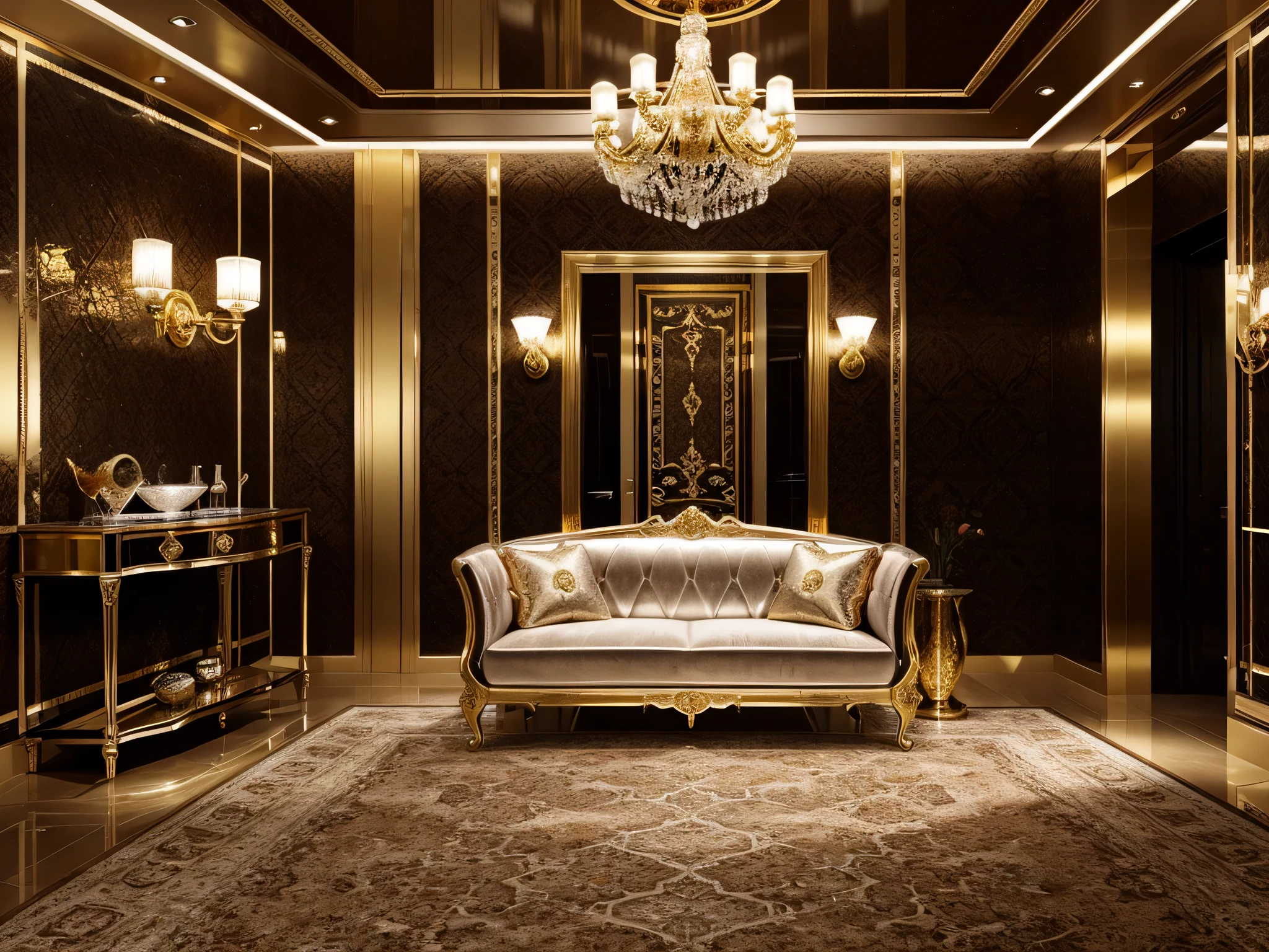 A luxurious, opulent background with rich textures and colors, gold or silver accents, and a sense of exclusivity, fitting for high-end luxury products.