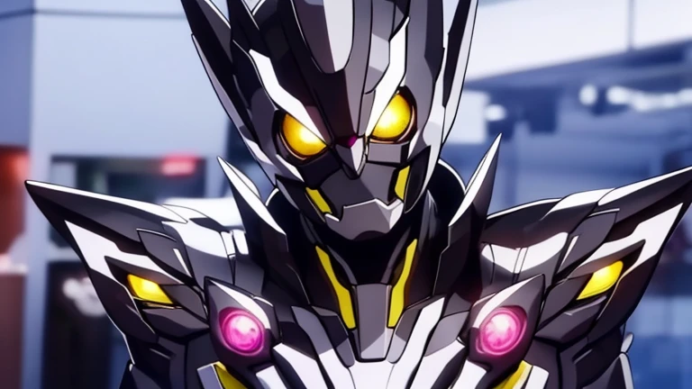 kamen rider, black armor, orange line, purple led eye, black hole motif, futuristic, visual novel cg style, BREAK looking at viewer, BREAK (masterpiece:1.2), best quality, high resolution, unity' 8k wallpaper, (illustration:0.8), (beautiful detailed eyes:1.6), extremely detailed face, perfect lighting, extremely detailed CG, (perfect hands, perfect anatomy)