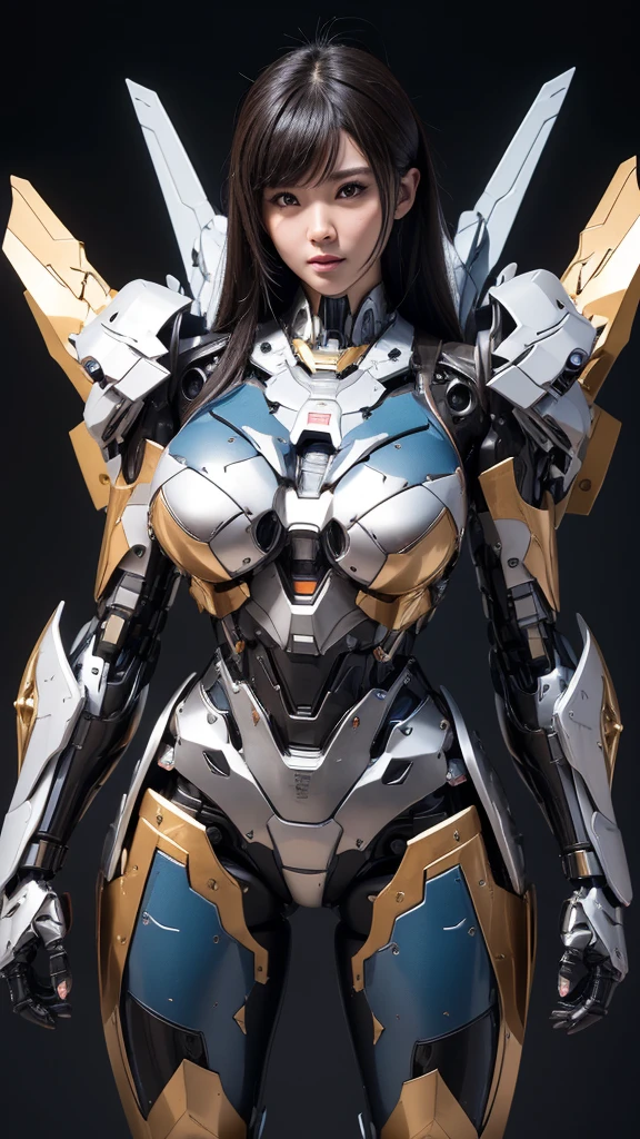 Textured skin, Super Detail, high details, High quality, Best Quality, hight resolution, 1080p, hard disk, Beautiful,(Super Heroine),Oppai Missile,beautiful cyborg woman,Mecha Cyborg Girl,Battle Mode,Girl with a Mecha Body,She wears a battle cyborg mech with a weapon,Fulll body Shot