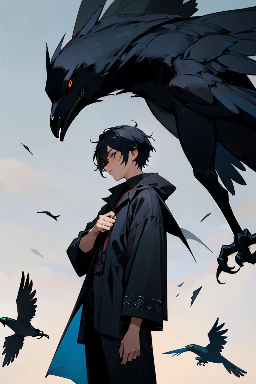 crow, young, black, male