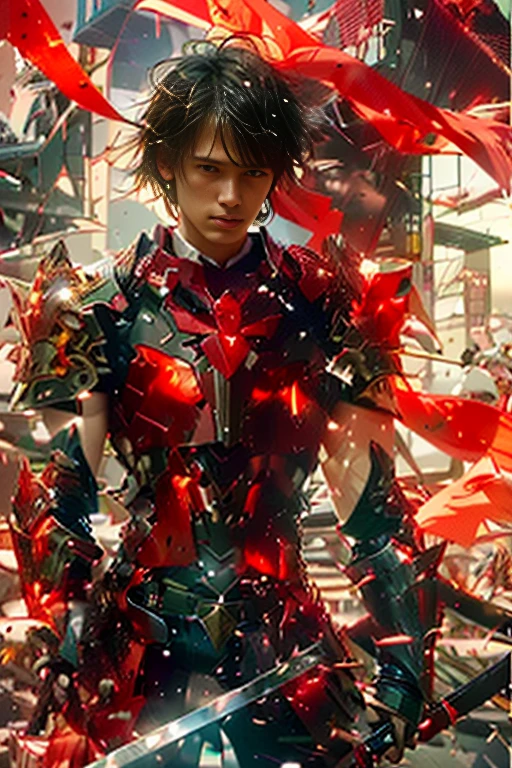 (ultra realistic,32k, masterpiece:1.2),(high detailed skin:1.1),( high quality:1.1),
1boy,(caucasian european), black hair, with cyberpunk samurai armor, cute, 18 years old, european caucasian), beautiful decourations, 8k, uhd, masterpiece, katana in the back, kanjis, (metal black armor with red and orange decourations), fire themed armor, light effects