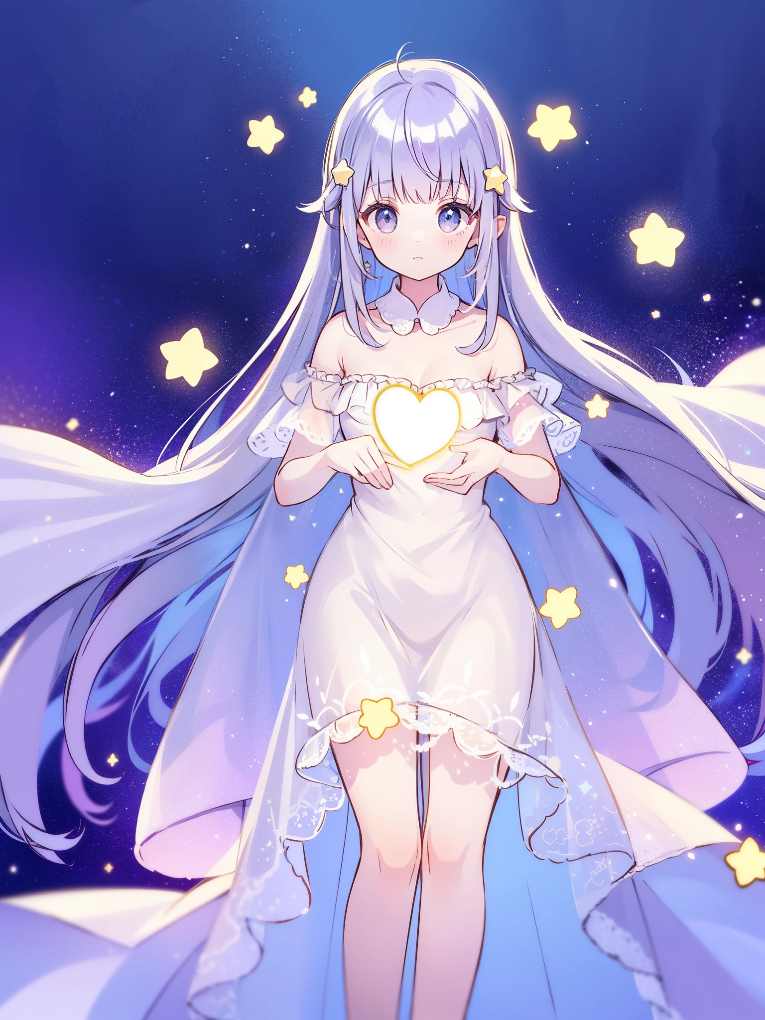 complex background, wishing star background, a woman wearing an ethereal mystical translucent dress that reflects the stars, mystic, complex drawing, highly detailed, ethereal, starry night, midjourney style