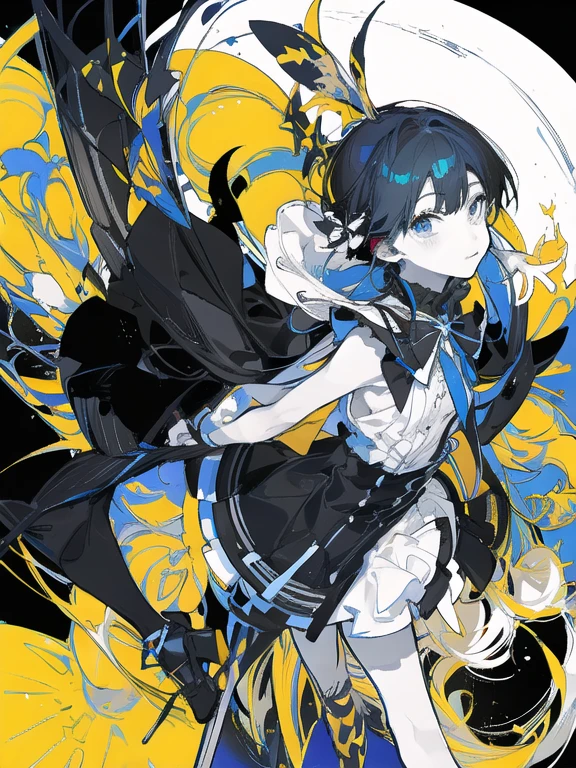 leaning back with hands out in the air,girl、high school girl、(masterpiece, highest quality, official art:1.2), (flat color:1.5),(colorful),looking at the viewer,1 girl,alone, white background, ,(2D:1.5) ,NSFW