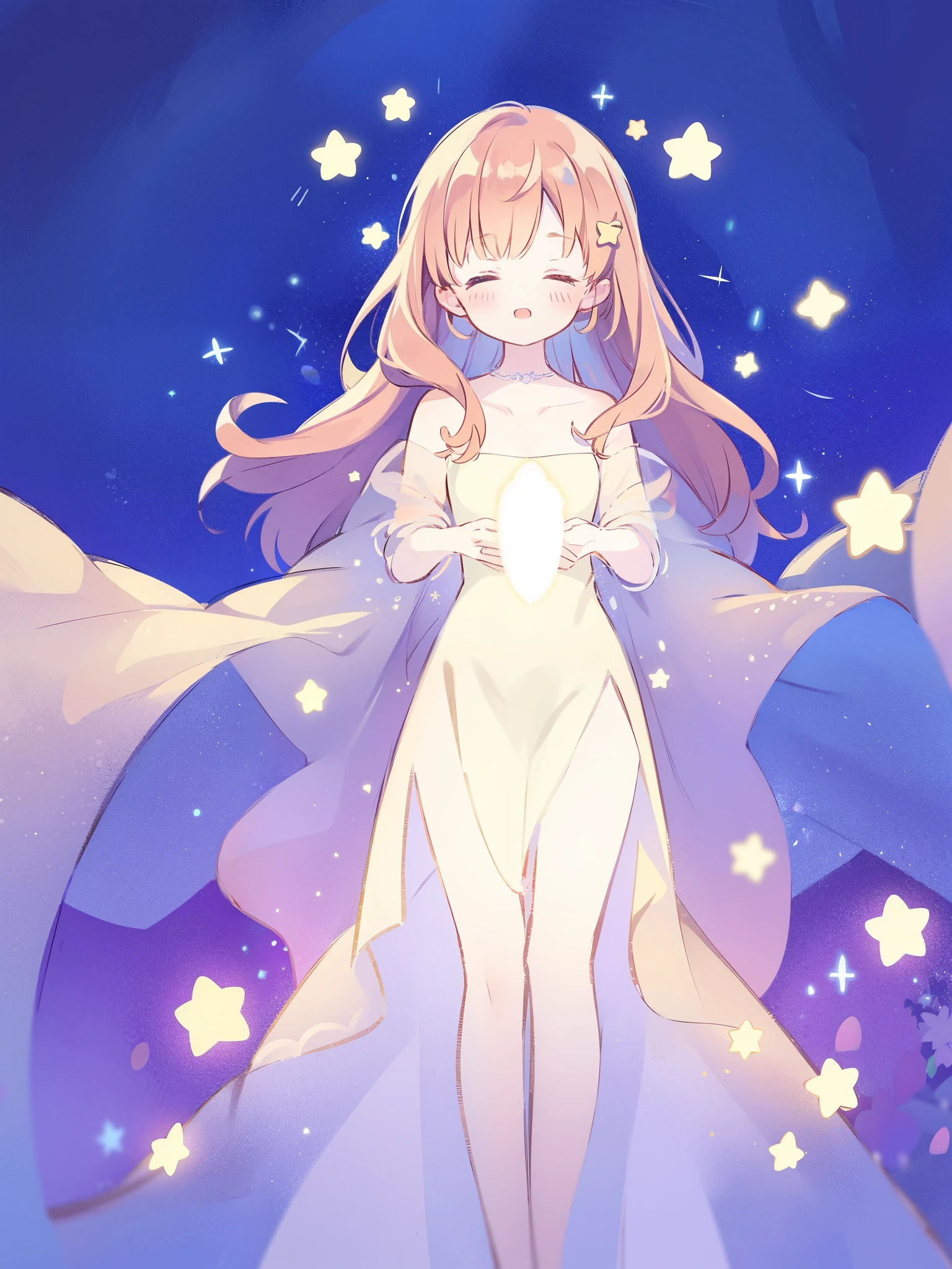 complex background, wishing star background, a woman wearing an ethereal mystical translucent dress that reflects the stars, mystic, complex drawing, highly detailed, ethereal, starry night, midjourney style