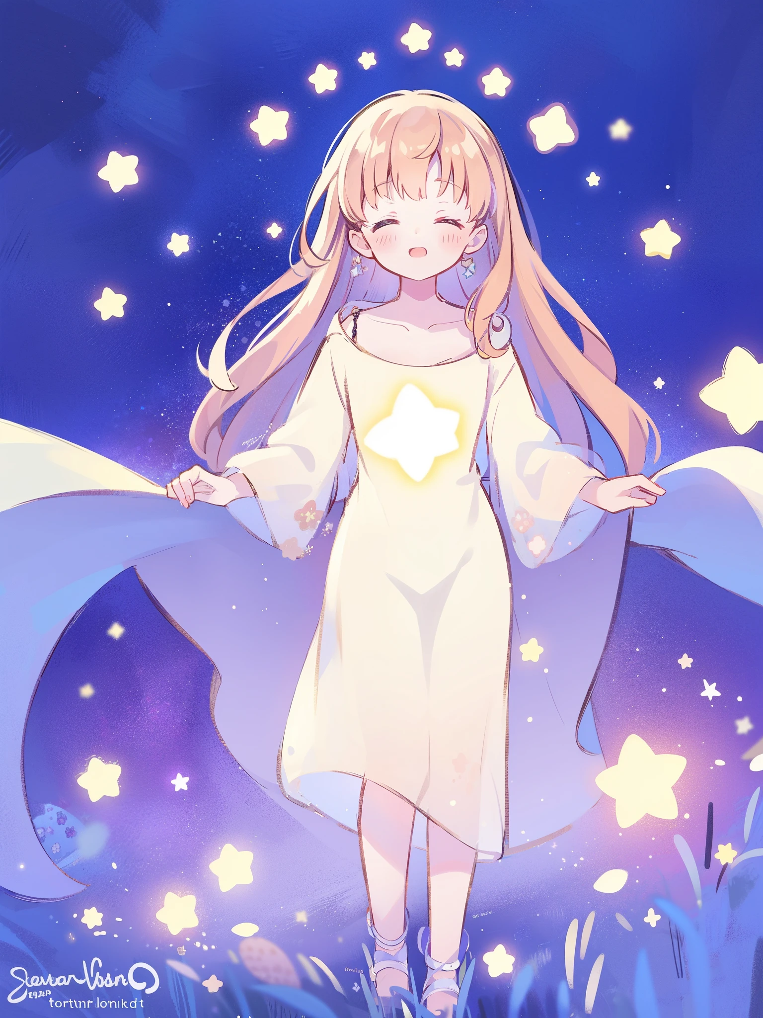 complex background, wishing star background, a woman wearing an ethereal mystical translucent dress that reflects the stars, mystic, complex drawing, highly detailed, ethereal, starry night, midjourney style