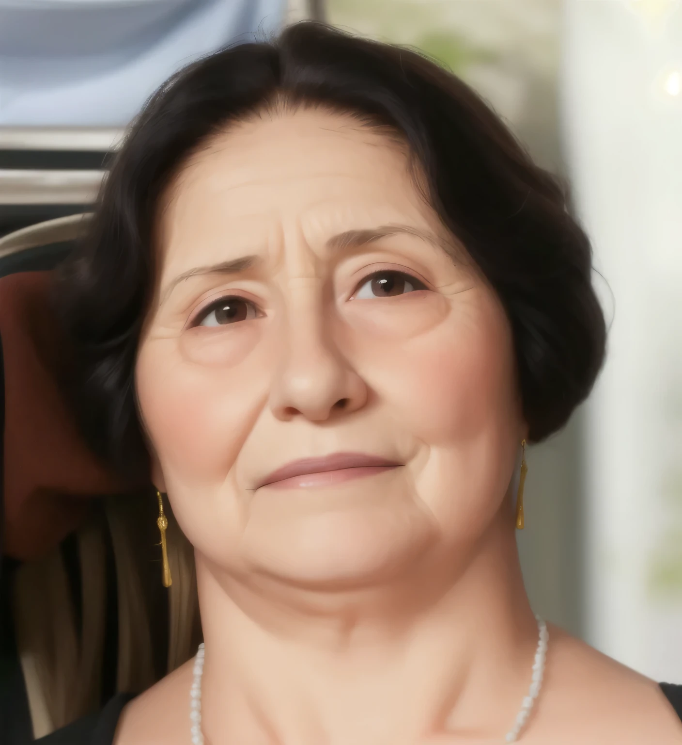 Mujer , He is 97 years old and has wrinkles on his forehead., super old lady 