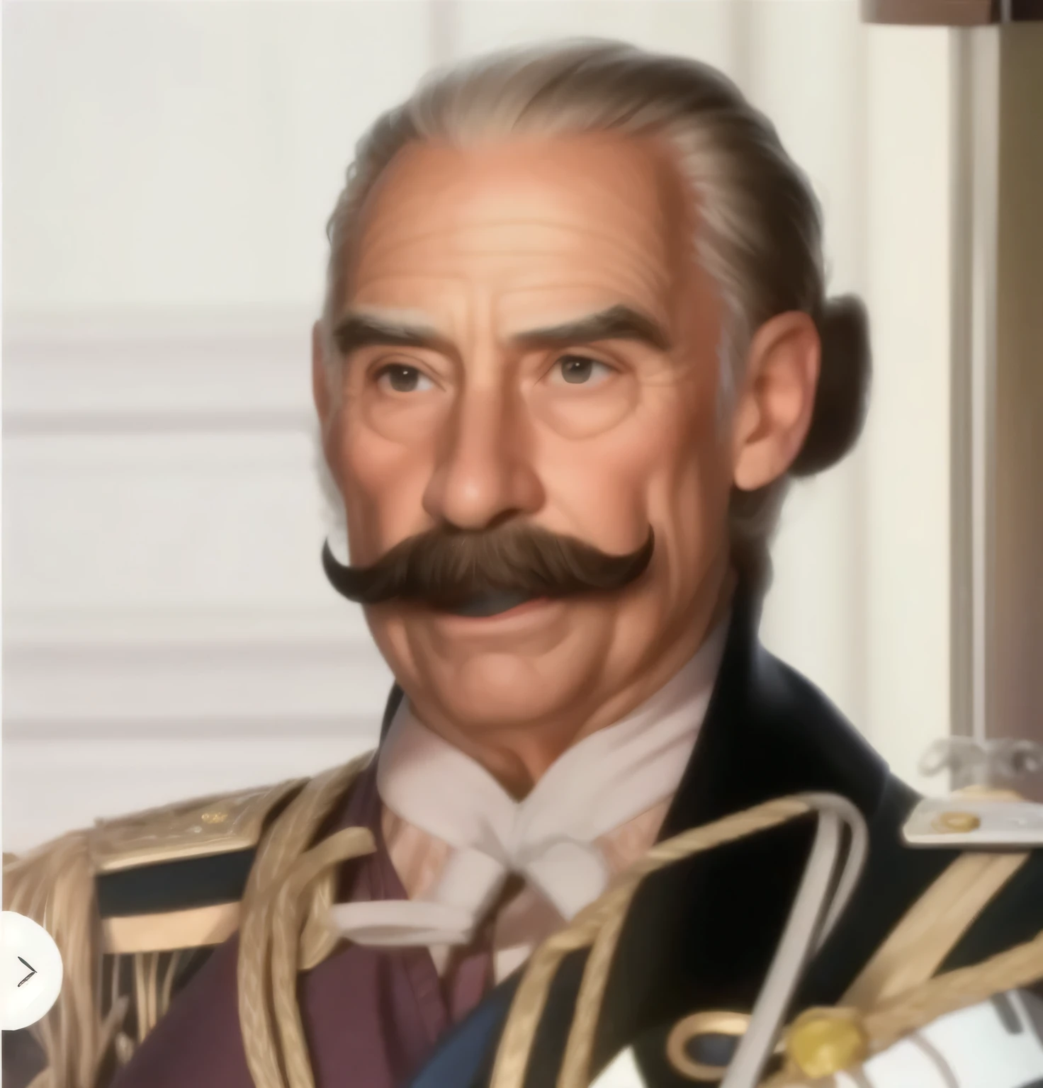 Hombre, ,he is 90 years old ,arrugas tiene frente , bigote