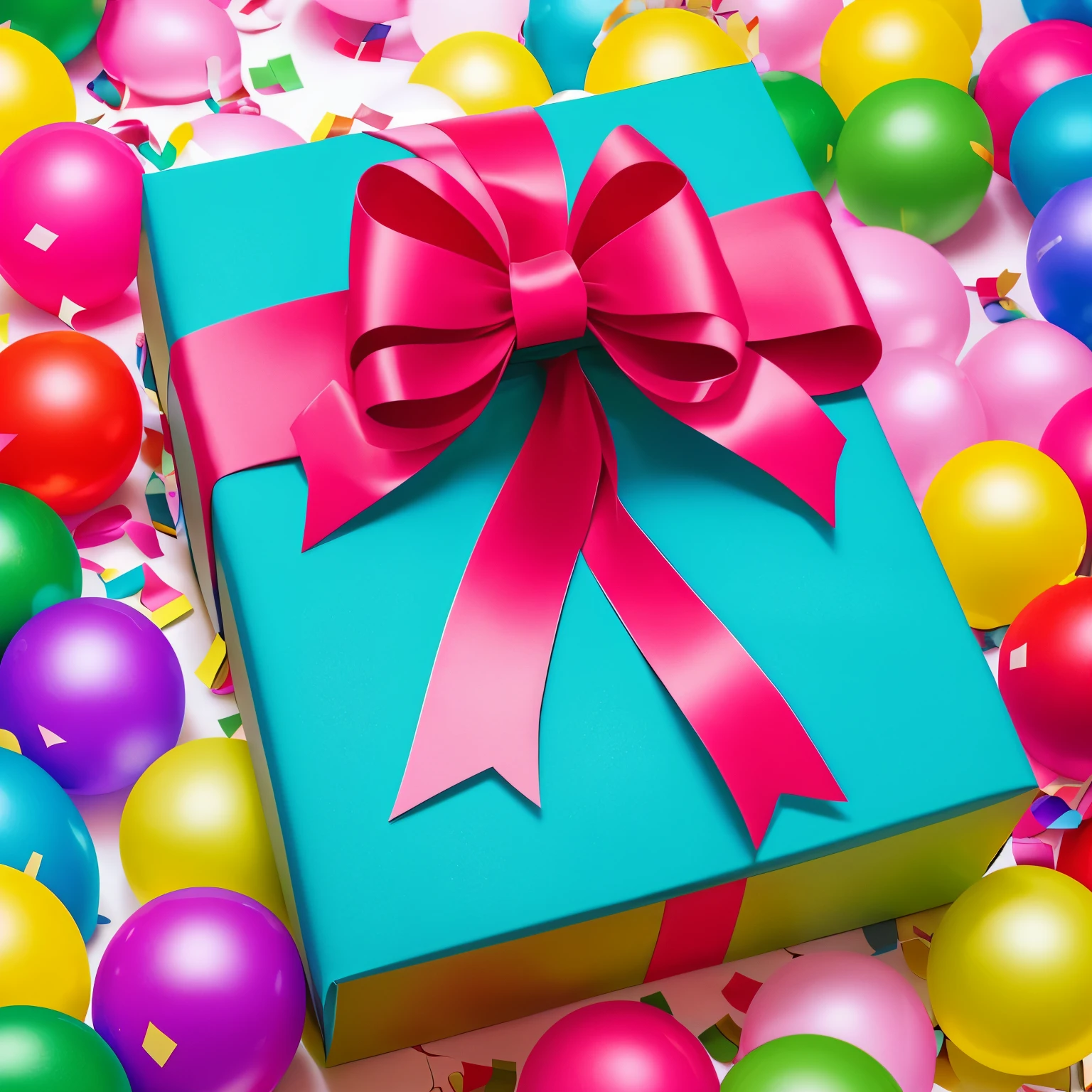 "A beautifully wrapped birthday present with a festive design. The gift box is adorned with colorful wrapping paper and a big, elegant bow. On the front of the box, in bold and stylish letters, is written 'DWE3K Prod'. The setting is a celebratory atmosphere with confetti and balloons in the background, emphasizing the joyful occasion."