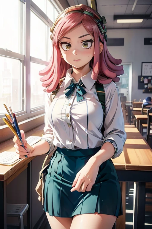 /(Mei Hatsume\),+,(from Boku no hero academia),(masterpiece),(good image),(great resolution),/(Mei Hatsume\),+,(wearing),+,(A pencil skirt and a white blouse)