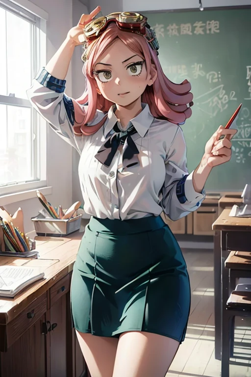 /(Mei Hatsume\),+,(from Boku no hero academia),(masterpiece),(good image),(great resolution),/(Mei Hatsume\),+,(wearing),+,(A pencil skirt and a white blouse)