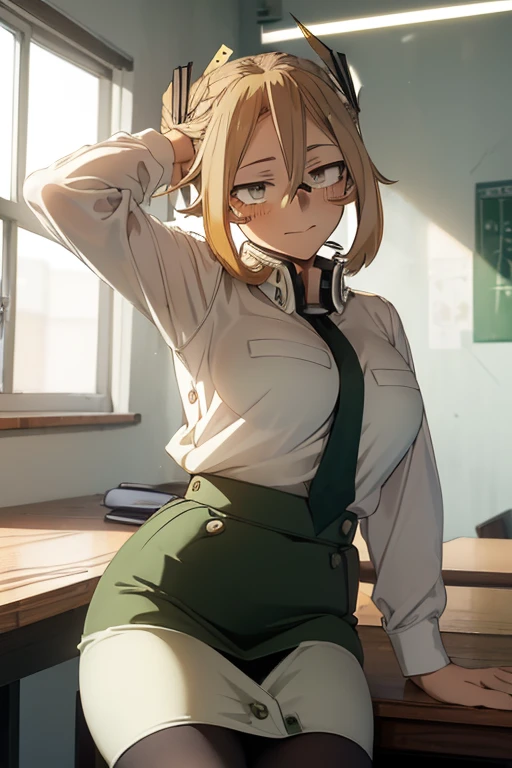 /(lady nagant\),+,(from Boku no hero academia),(masterpiece),(good image),(great resolution),/(Mei Hatsume\),+,(wearing),+,(A pencil skirt and a white blouse)