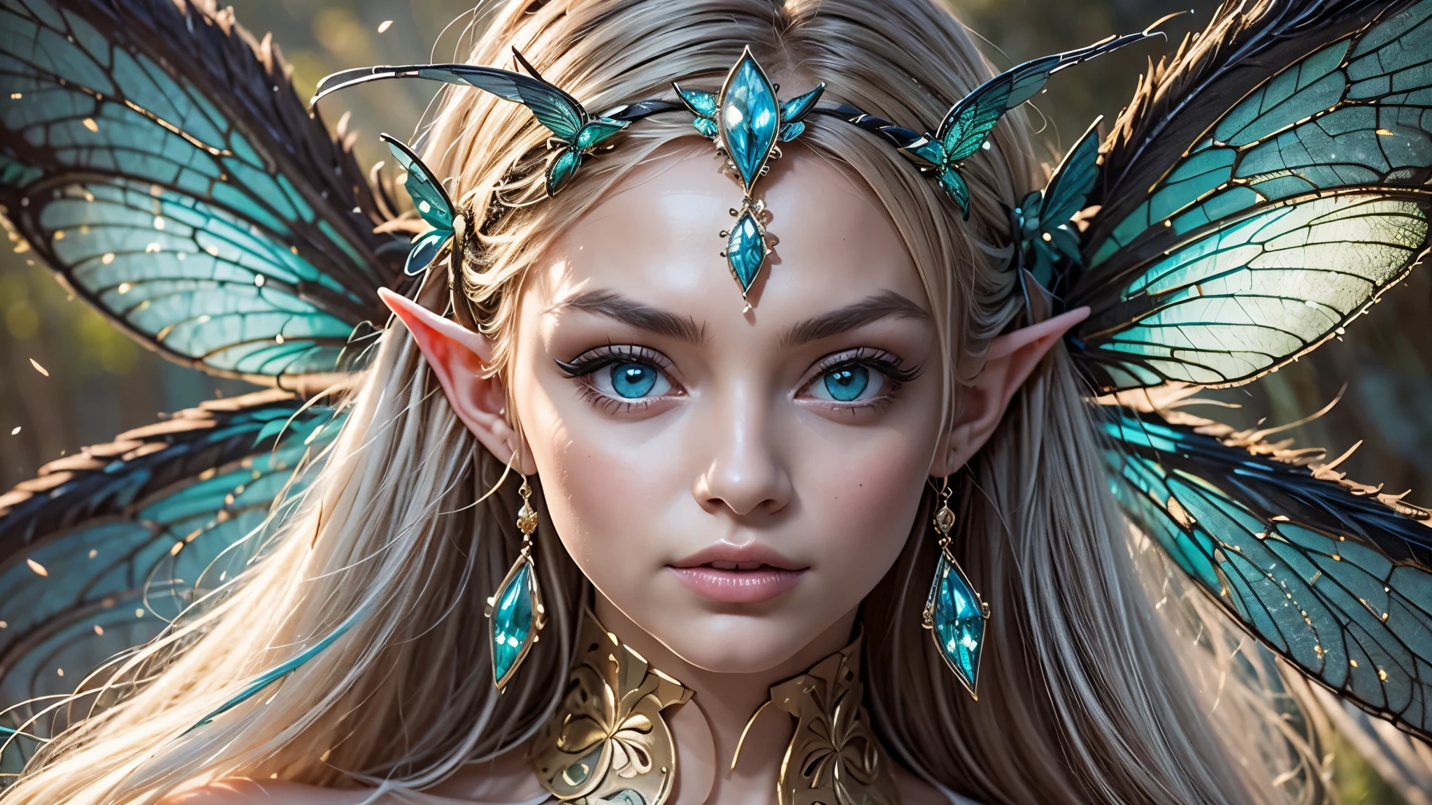 hyper detailed masterpiece, dynamic, awesome quality, DTStyle siren, tiny fairy elf like creature, young child, otherworldly ethereal glow, distinctive captivating eyes, facial features that convey an otherworldly charm, transformation elf like pointed ears, enchanted ethereal clothing, innocent , <lora:DTStyle:1>